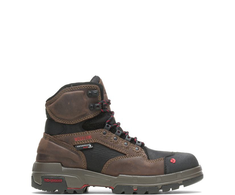 Image of Wolverine Legend 6' Waterproof Carbon Toe Work Boots for Men - Dark Brown - 7.5M