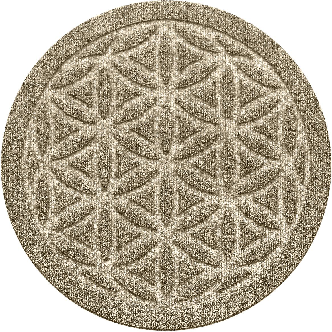 Image of Bungalow Flooring Waterhog Flower of Life Indoor-Outdoor Round Plant Trivet - Trivet set of 2 - Camel - 17″