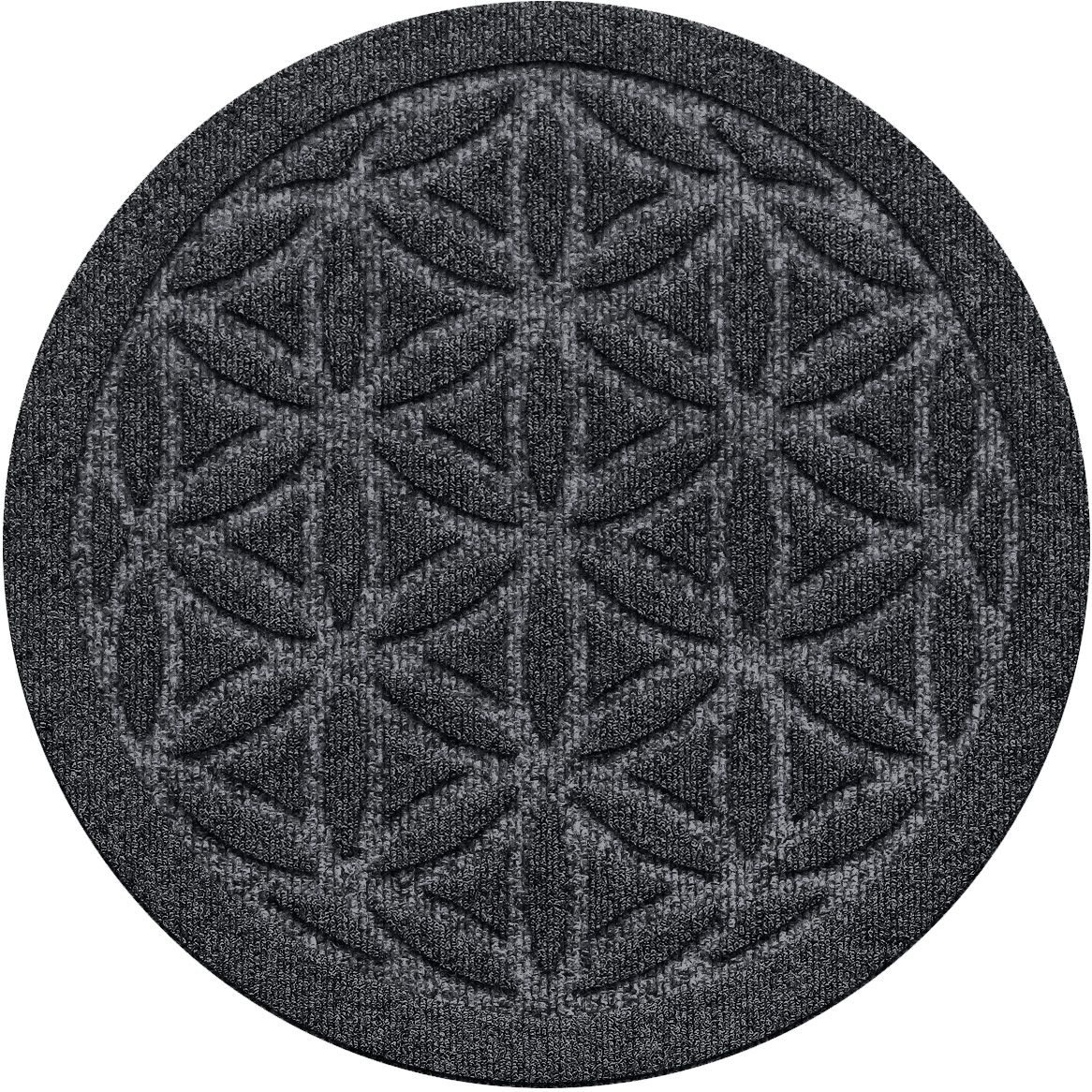 Image of Bungalow Flooring Waterhog Flower of Life Indoor-Outdoor Round Plant Trivet - Trivet set of 2 - Charcoal - 17″