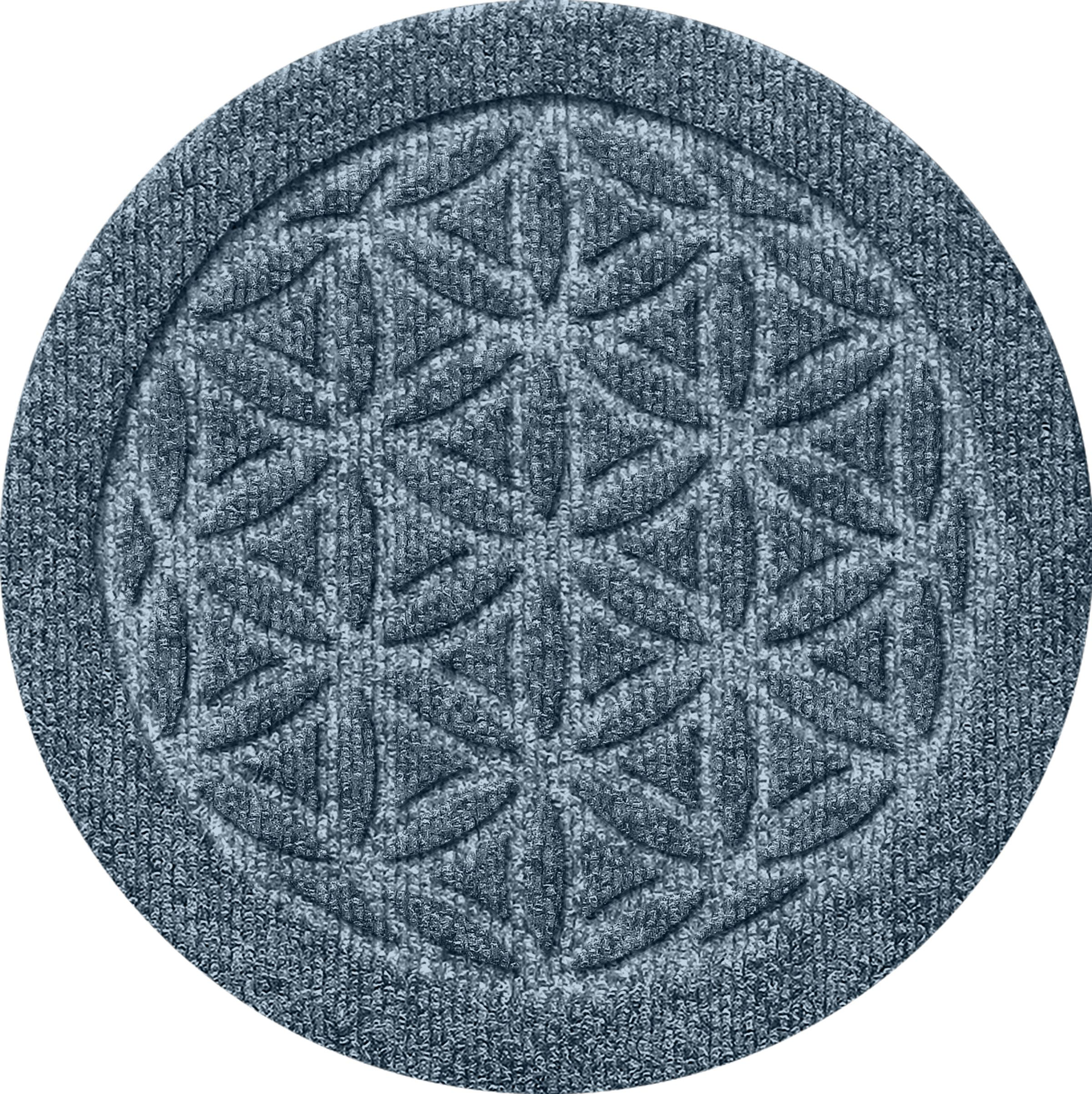 Image of Bungalow Flooring Waterhog Flower of Life Indoor-Outdoor Round Plant Trivet - Trivet set of 4 - Bluestone - 12″