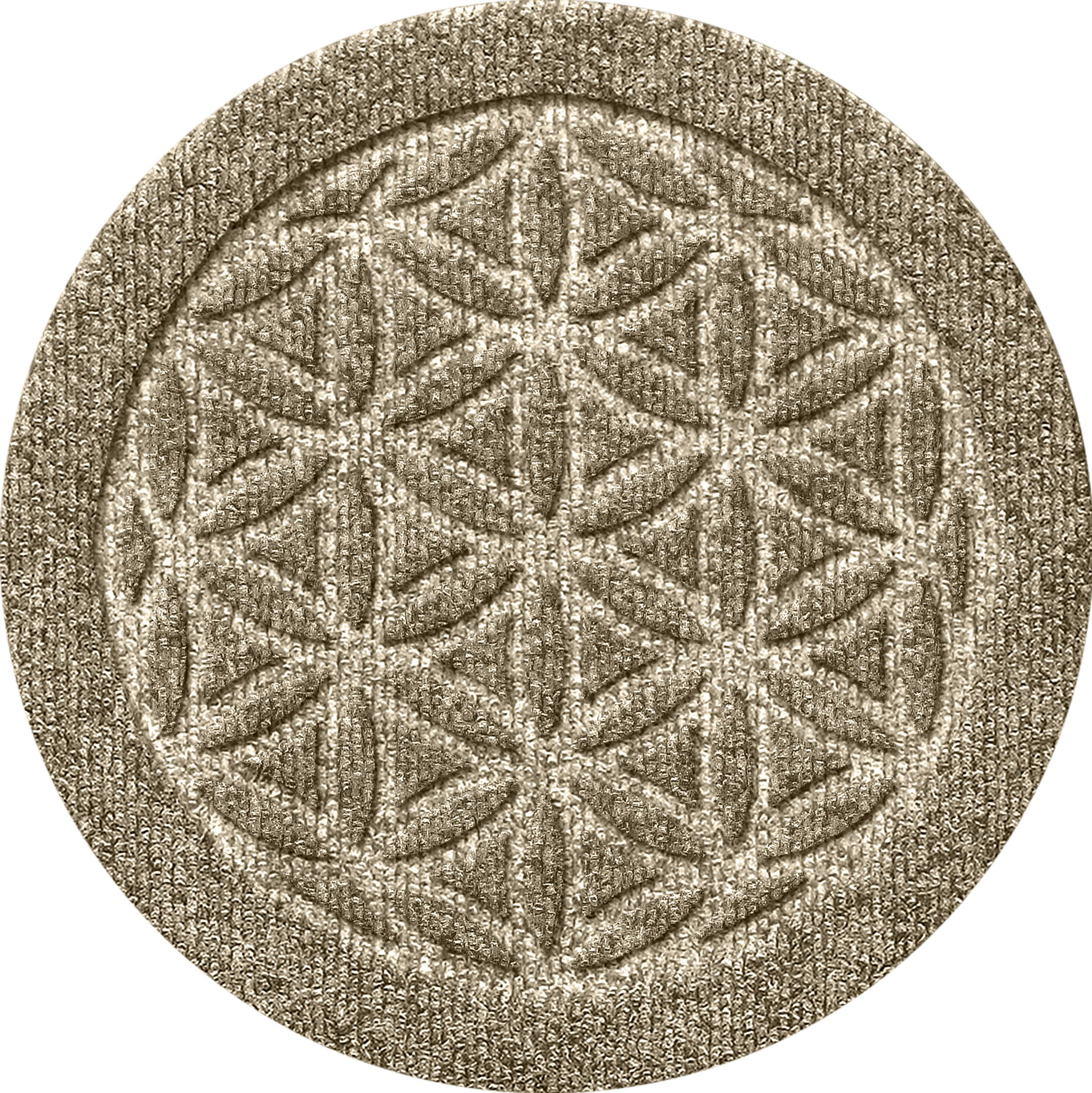 Image of Bungalow Flooring Waterhog Flower of Life Indoor-Outdoor Round Plant Trivet - Trivet set of 4 - Camel - 12″