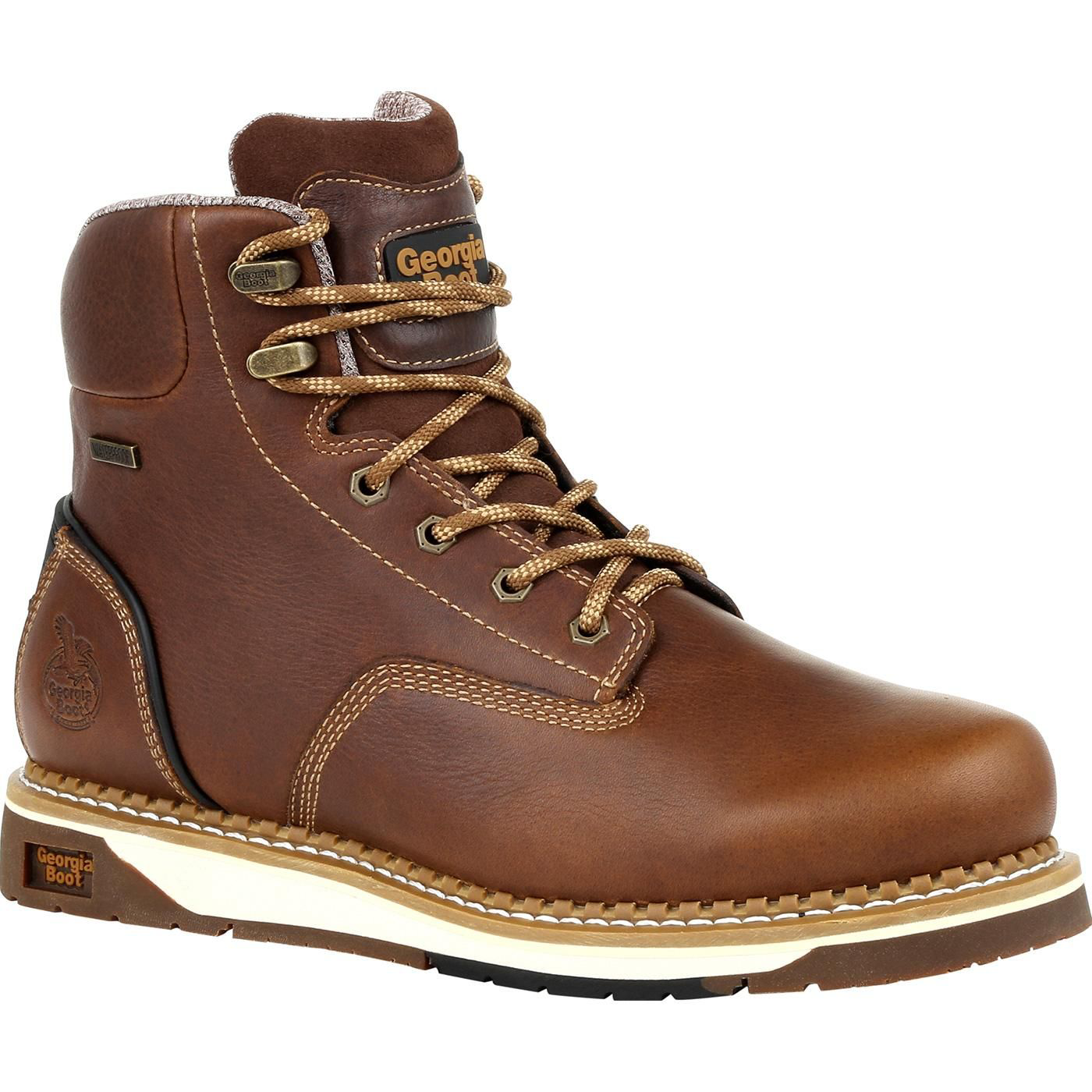 GEORGIA BOOT Men's AMP LT Wedge Waterproof Work Boot - Steel Toe - Brown Size 8(M)