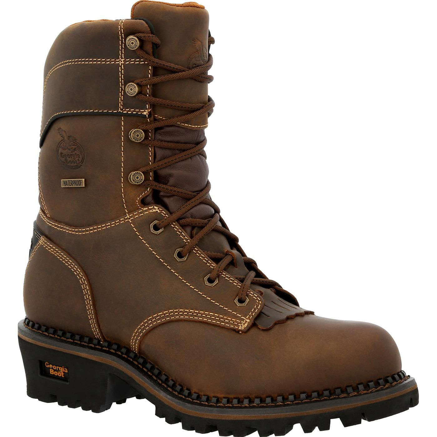 Image of Georgia Boot AMP LT Logger Insulated Waterproof Composite Toe Work Boots for Men - Brown - 7M