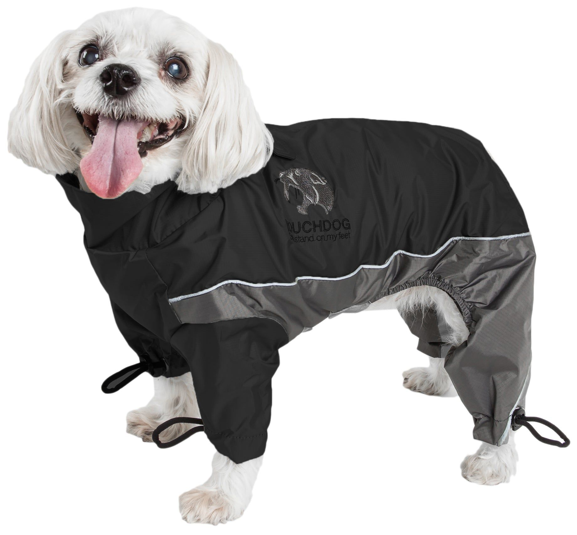 Touchdog Quantum-Ice Adjustable and Reflective Full-Body Winter Dog Jacket - Black/Grey - Small