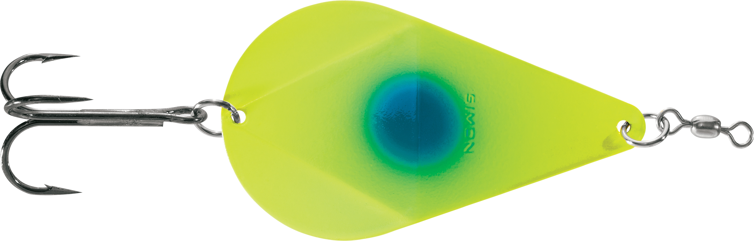 Hawken Fishing Simon Wobbler Spoon - Chartreuse/Blue Dot