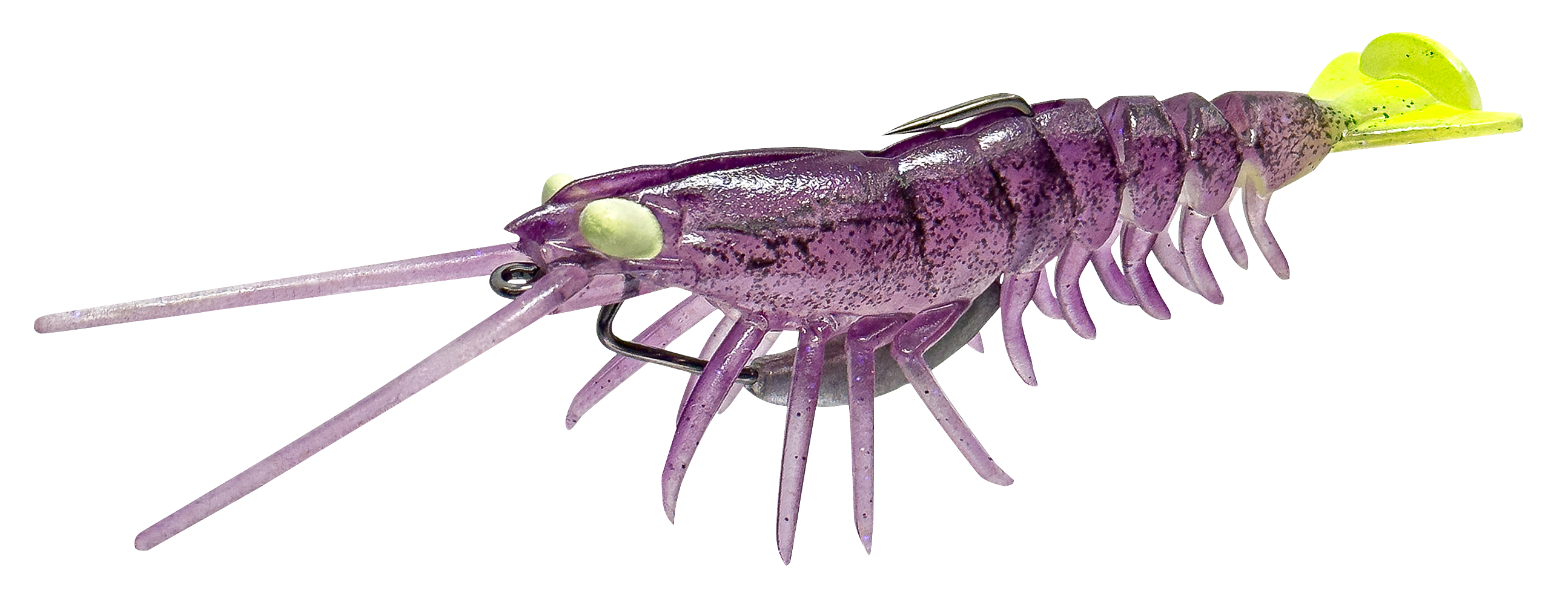 Image of Savage Gear Weedless Manic Shrimp - Purple Chartreuse - 3-1/2″ - 3/8 oz.