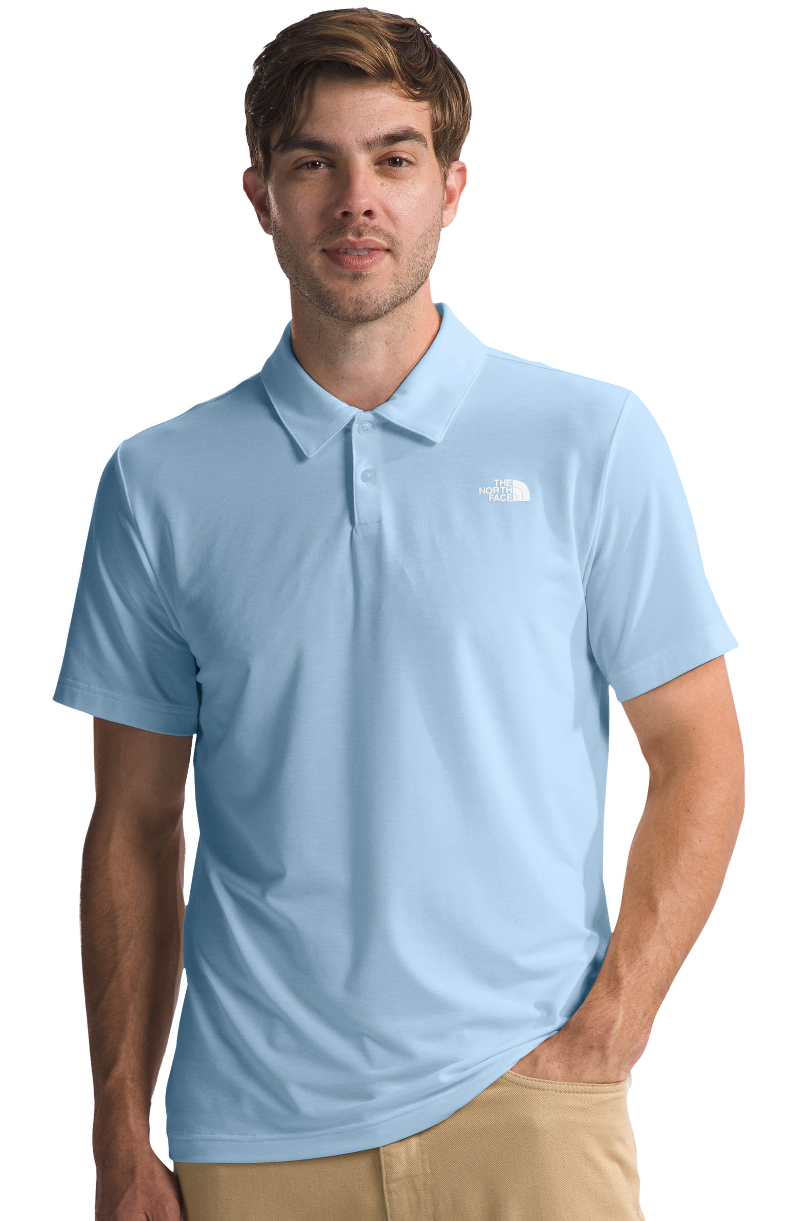 Image of The North Face Adventure Short-Sleeve Polo for Men - Steel Blue - M