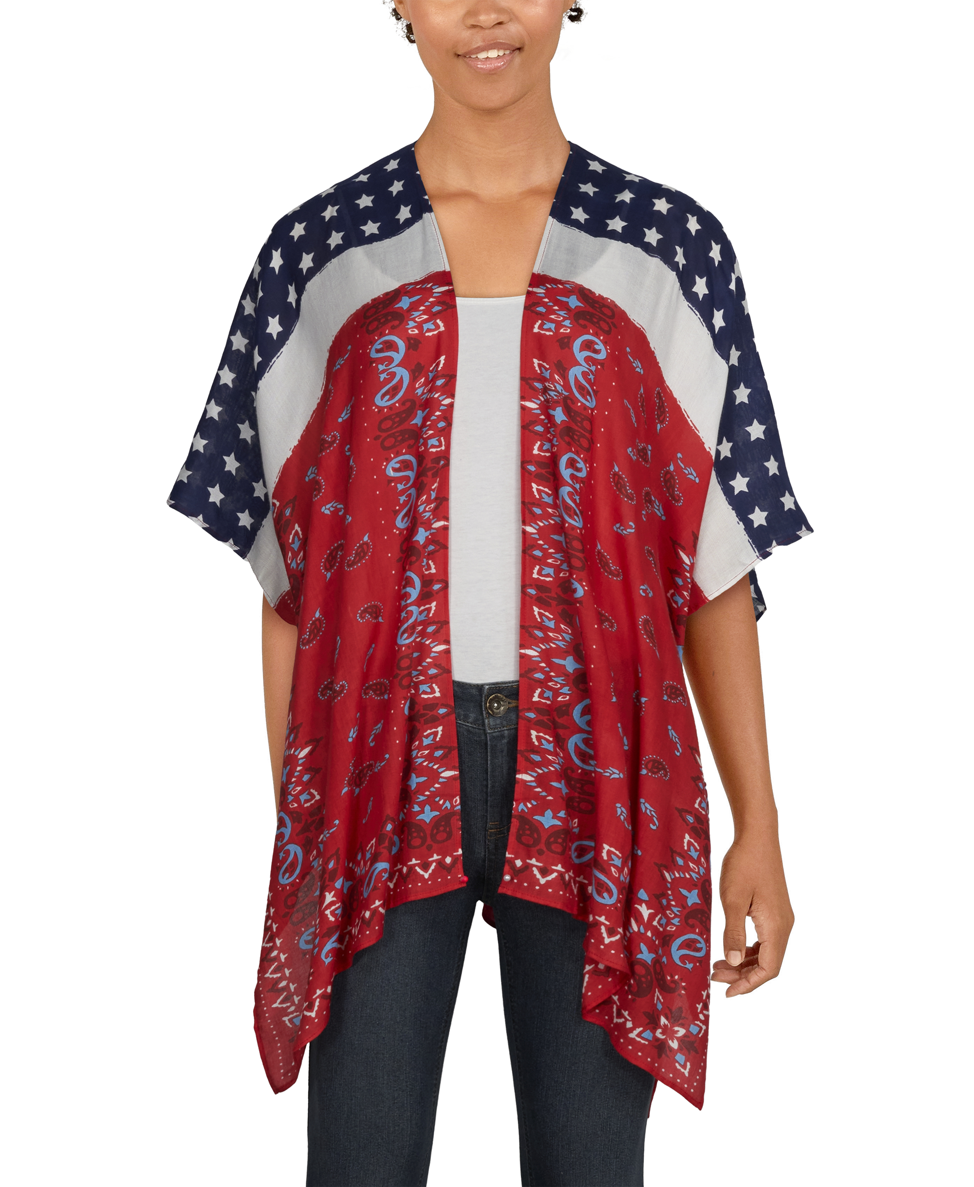 Natural Reflections Patriotic Paisley Ruana
