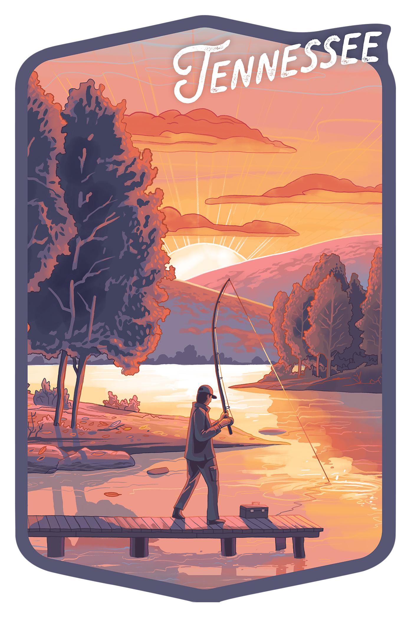Lantern Press Tennessee Fishing Die-Cut Sticker
