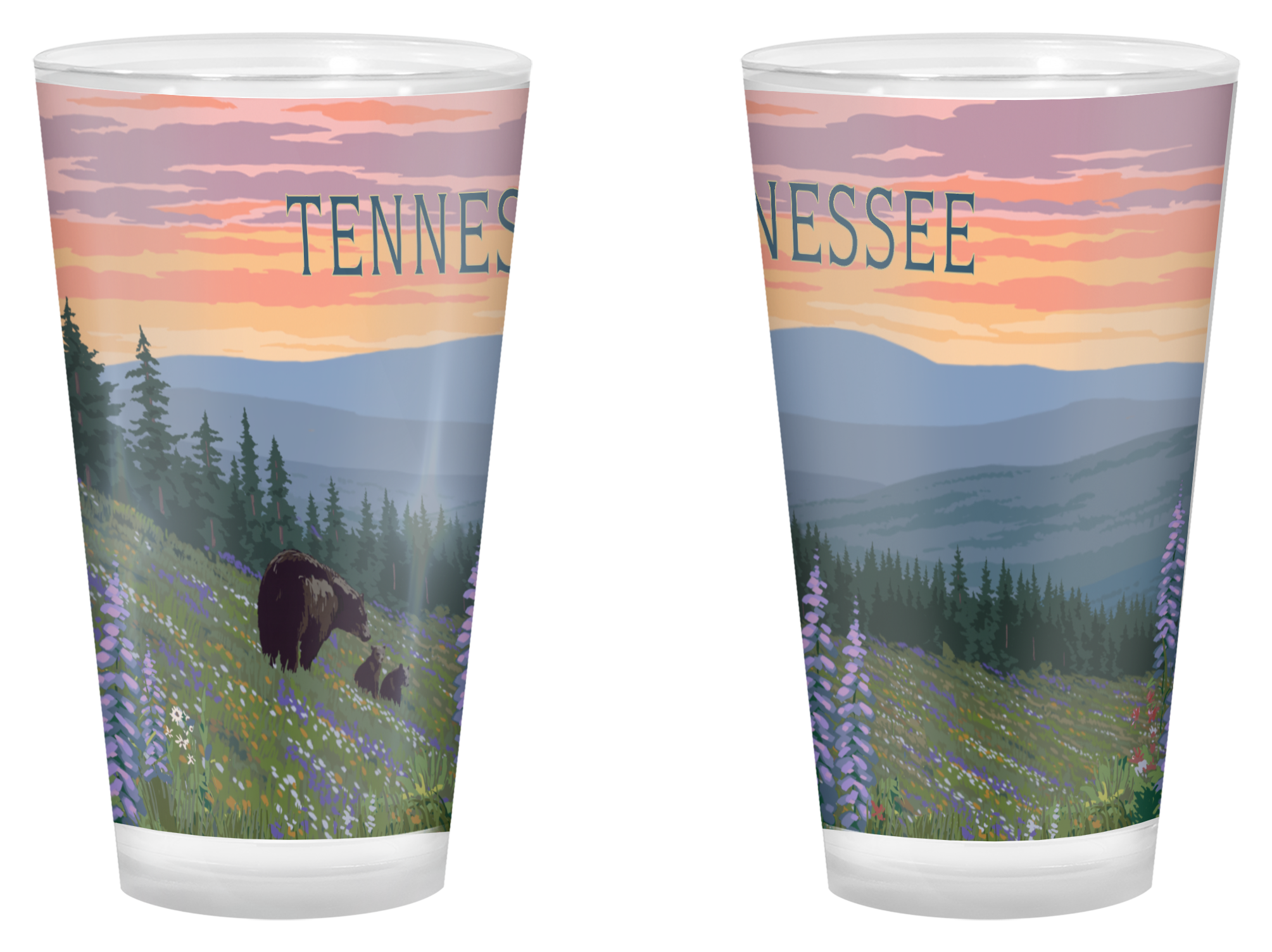 Lantern Press Tennessee Bear and Spring Pint Glass