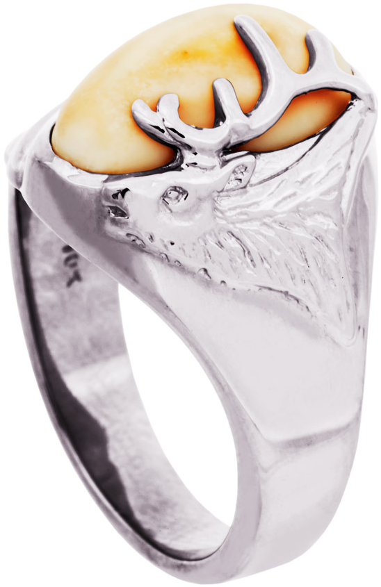 Frontier Collection Womens Custom Sterling Silver Elk-Head Ring
