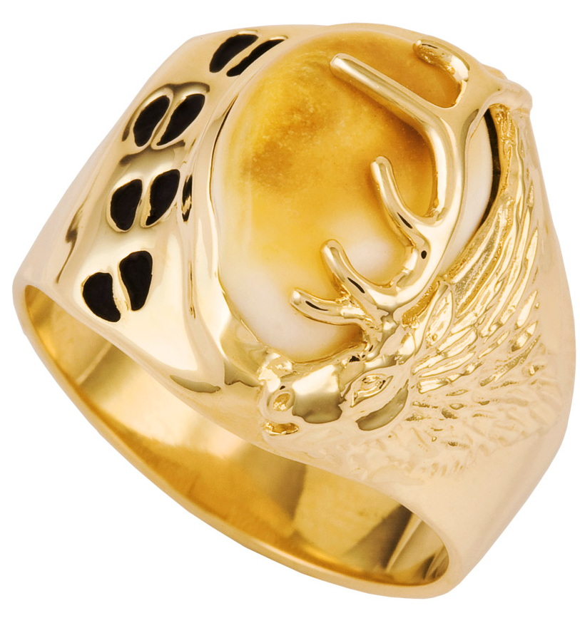 Frontier Collection Mens Custom 10-Kt. Elk Ivory Track Ring