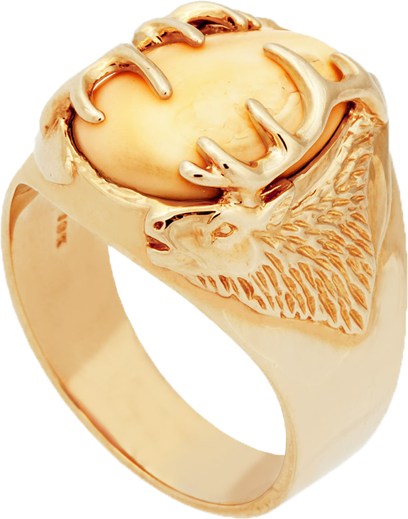 Frontier Collection Mens Custom 10-Kt. Double-Elk-Head Elk-Ivory Ring