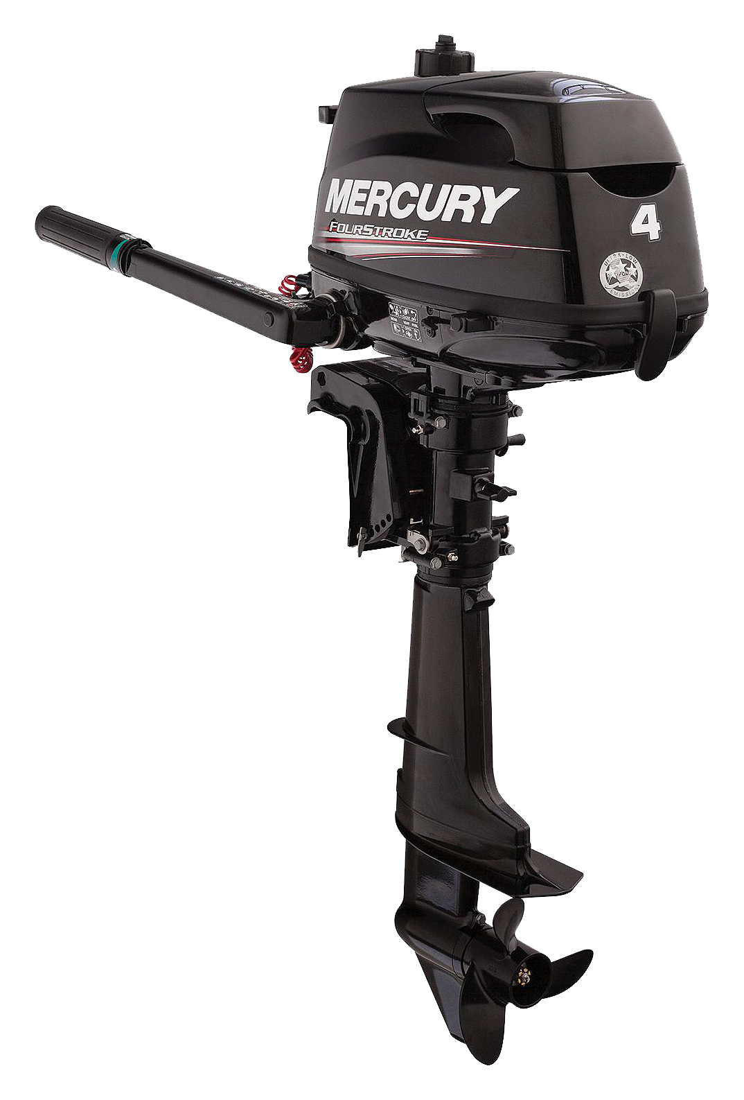Mercury 4hp Tiller FourStroke Outboard Motor with 15? Shaft, Manual Tilt/Trim, Manual Start