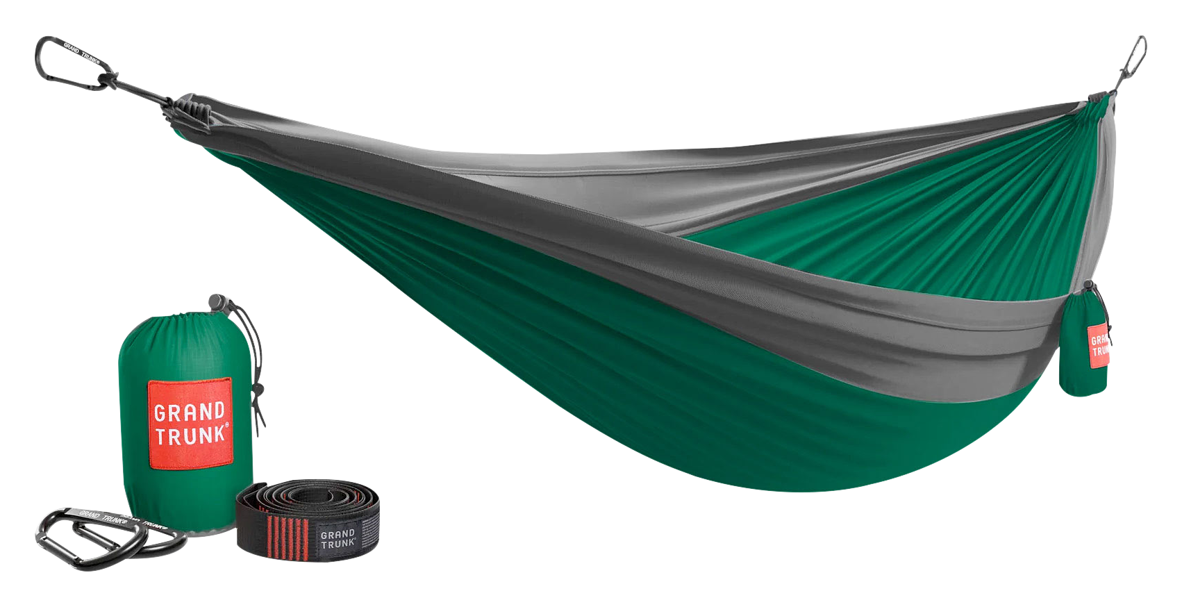 Grand Trunk Double Deluxe Parachute Hammock - Green/Charcoal - Grand Trunk