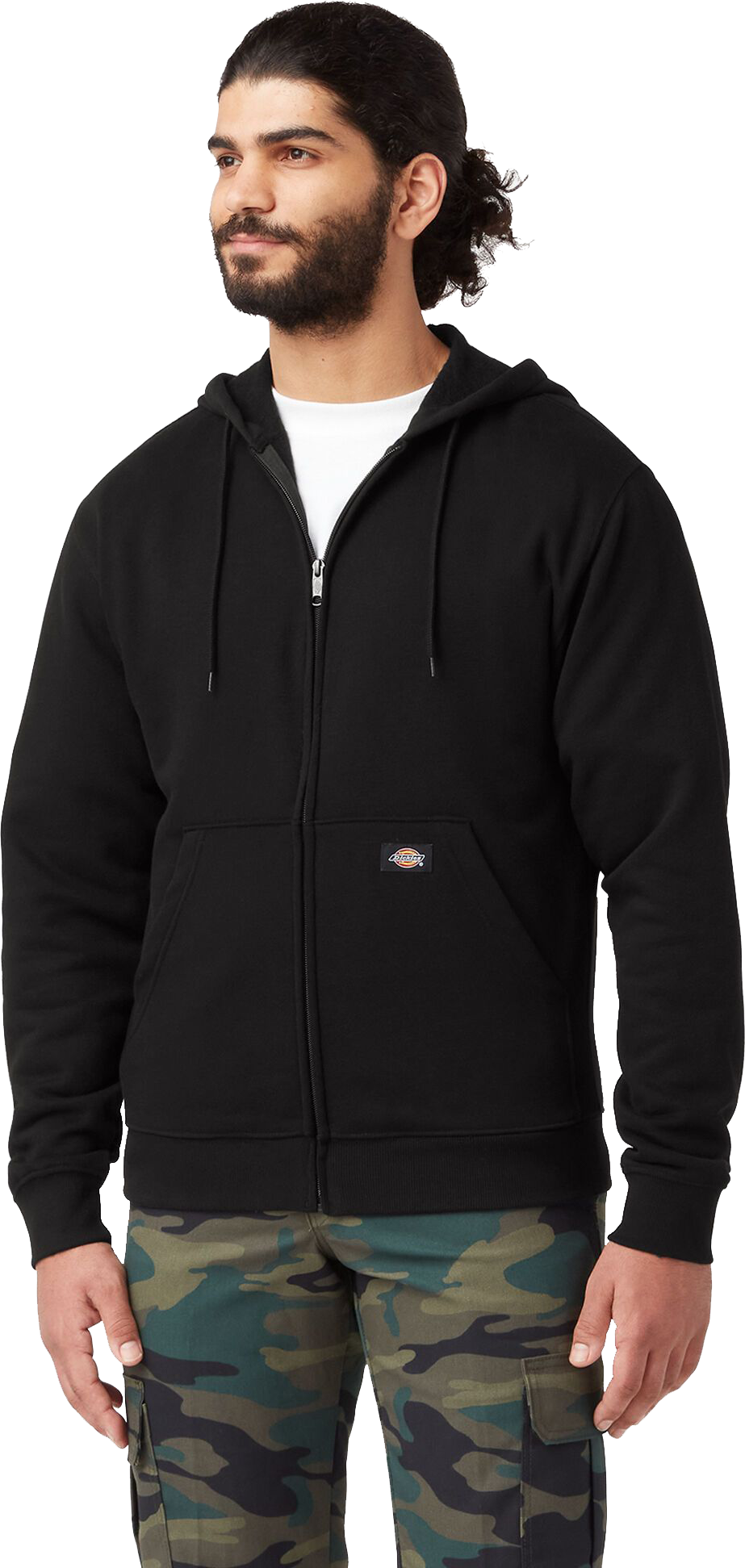 Image of Dickies Midweight Fleece Full-Zip Hoodie for Men - Black - 3X