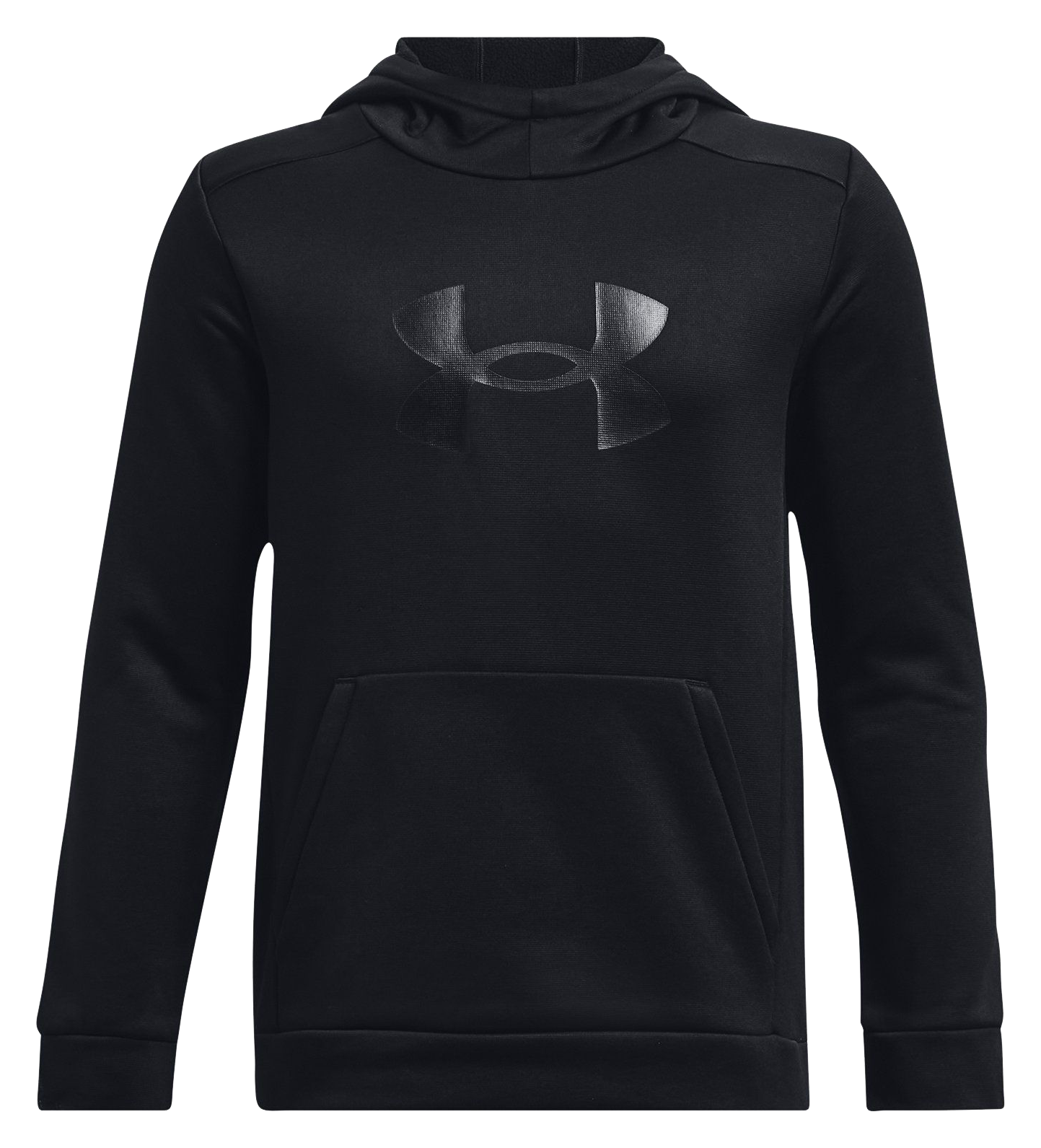 Image of Under Armour Armour Fleece Big Logo Long-Sleeve Hoodie for Kids - Black/Black - XL