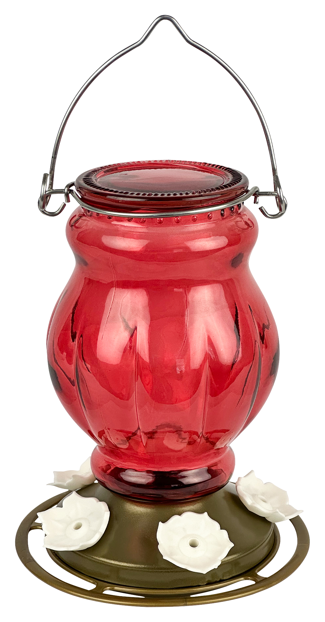 Image of Natures Way Ruby Visions Antique Glass Gravity Hummingbird Feeder