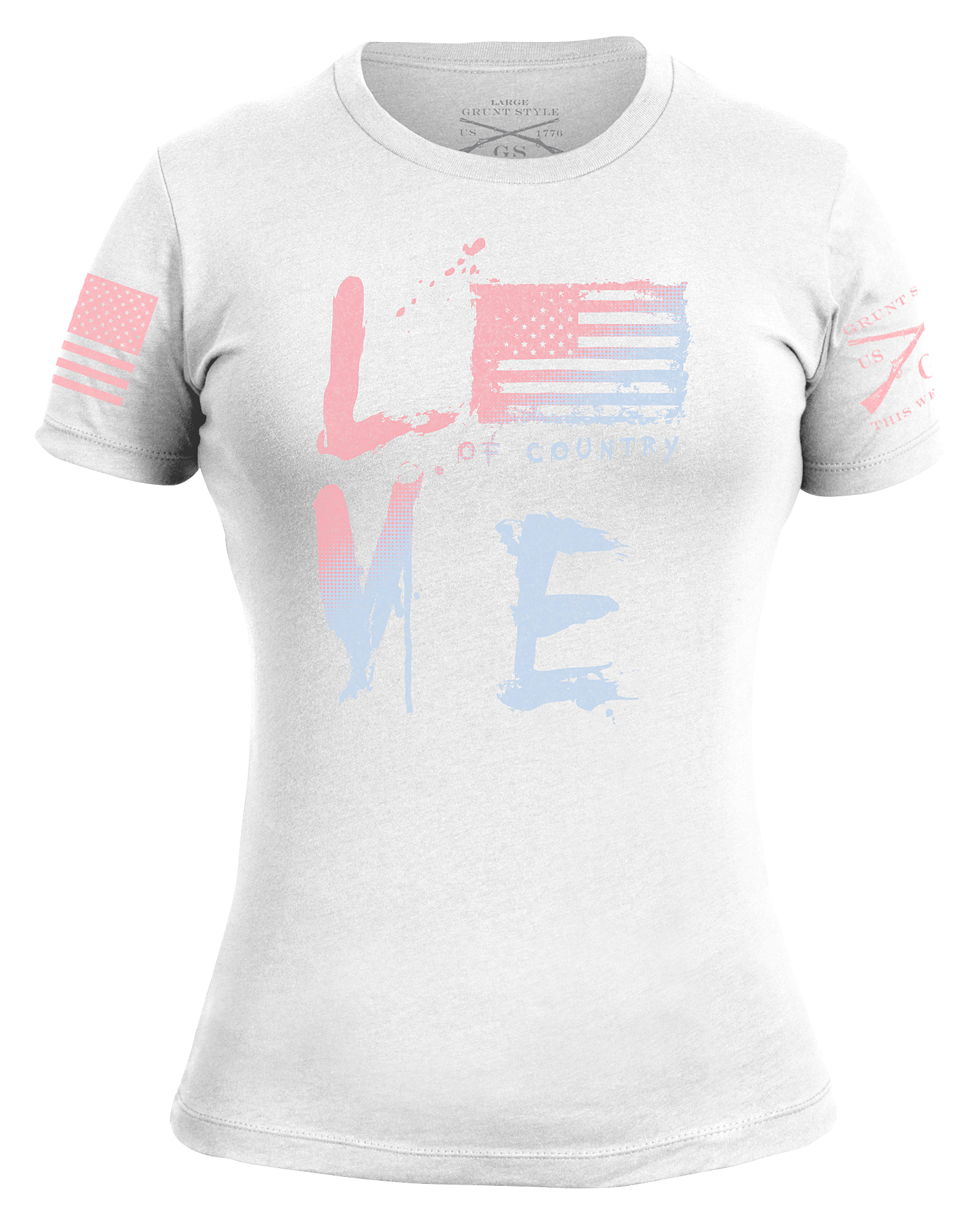 Grunt Style Love of Country Short-Sleeve T-Shirt for Ladies - White - S - Grunt Style