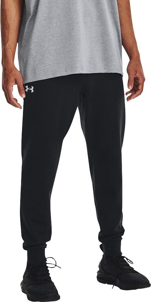 Image of Under Armour Patch Rival Fleece Joggers for Men - Black/White - MT