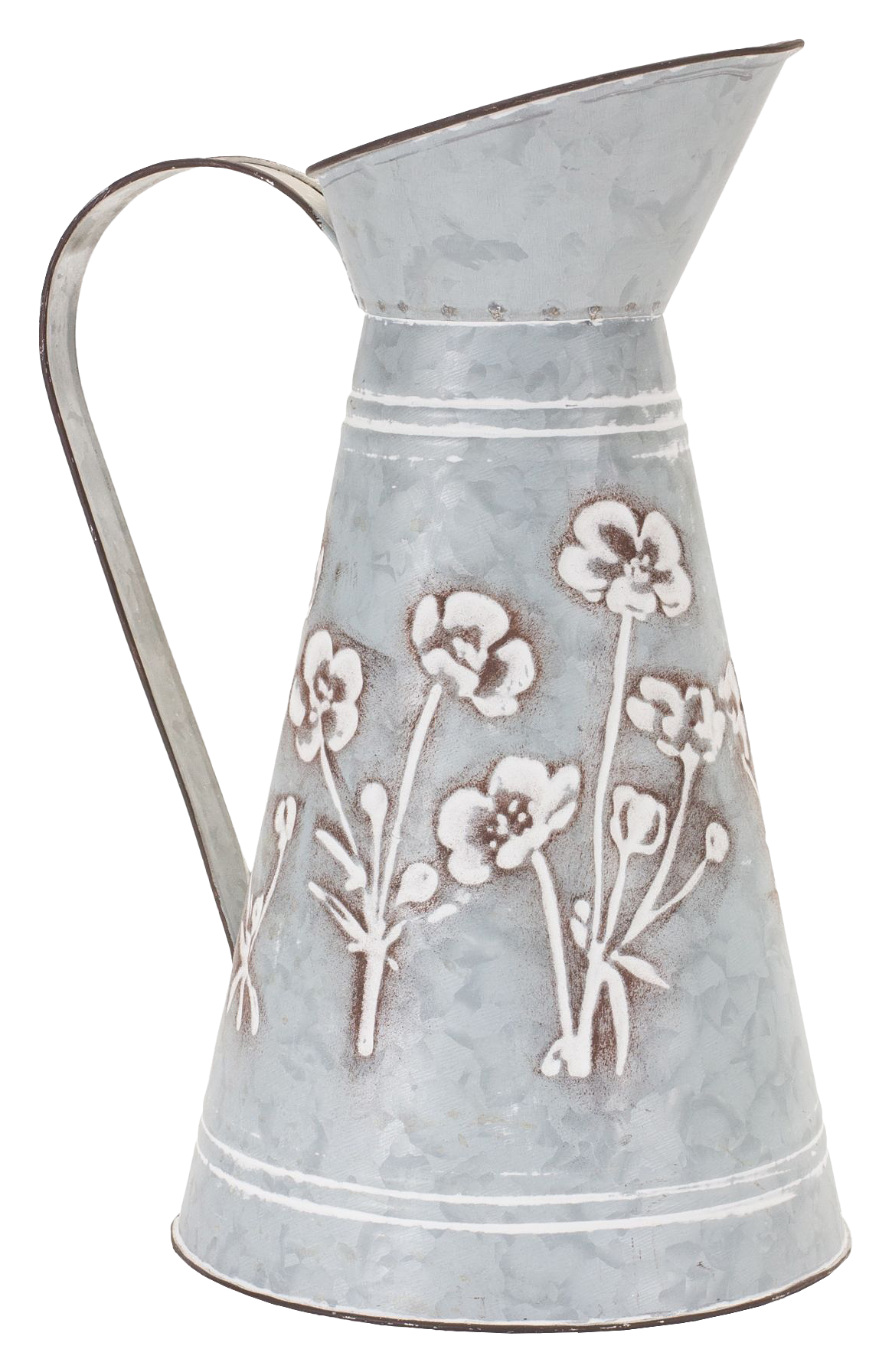 Image of Melrose International Floral Stamped-Metal Pitcher Vase