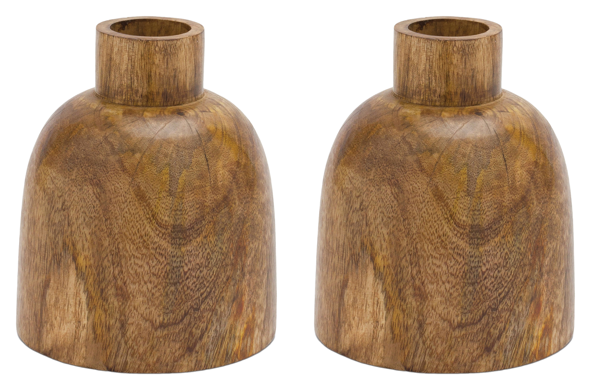 Image of Melrose International Mango-Wood Bottle Vases Set of 2 - 6.25″H