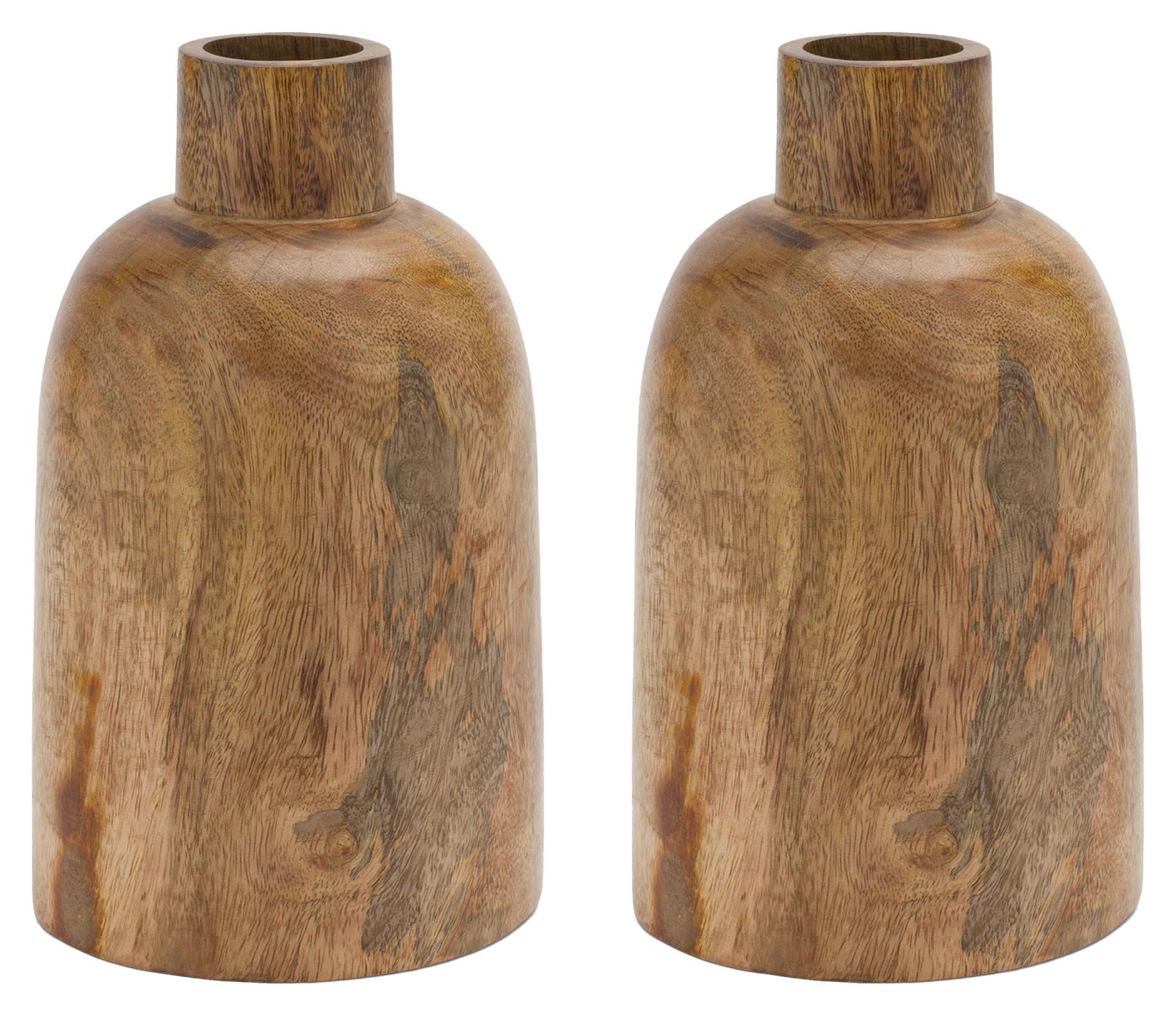 Image of Melrose International Mango-Wood Bottle Vases Set of 2 - 8.75″H