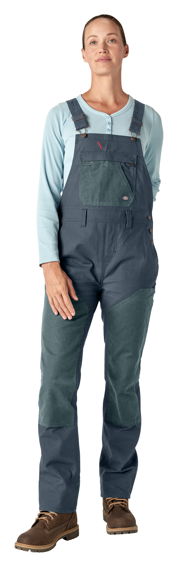 Dickies Relaxed-Fit Waxed Canvas Bib Overalls for Ladies - Airforce Blue - 2XL