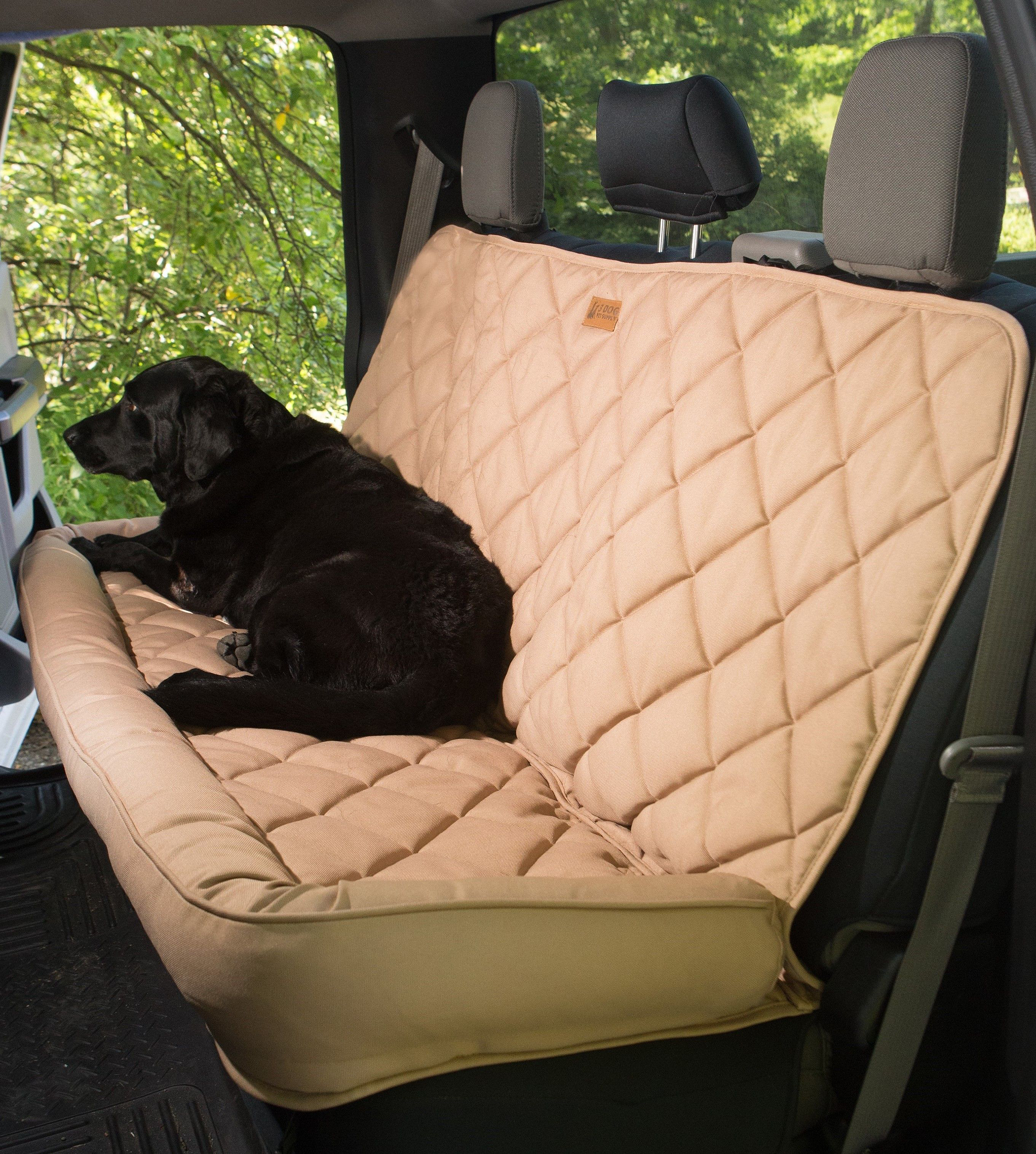 3 Dog Pet Supply Crew-Cab Truck Back-Seat Protector with Bolster for Dogs - Tan - 3 Dog Pet Supply