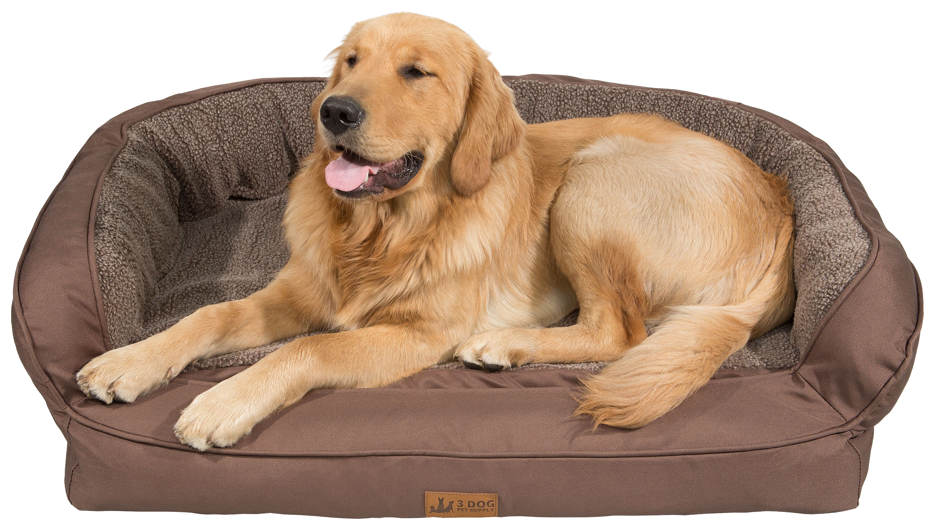 3 Dog Pet Supply EZ Wash Fleece Headrest Dog Bed - Chocolate - 33' x 24' x 9' - Small - 3 Dog Pet Supply