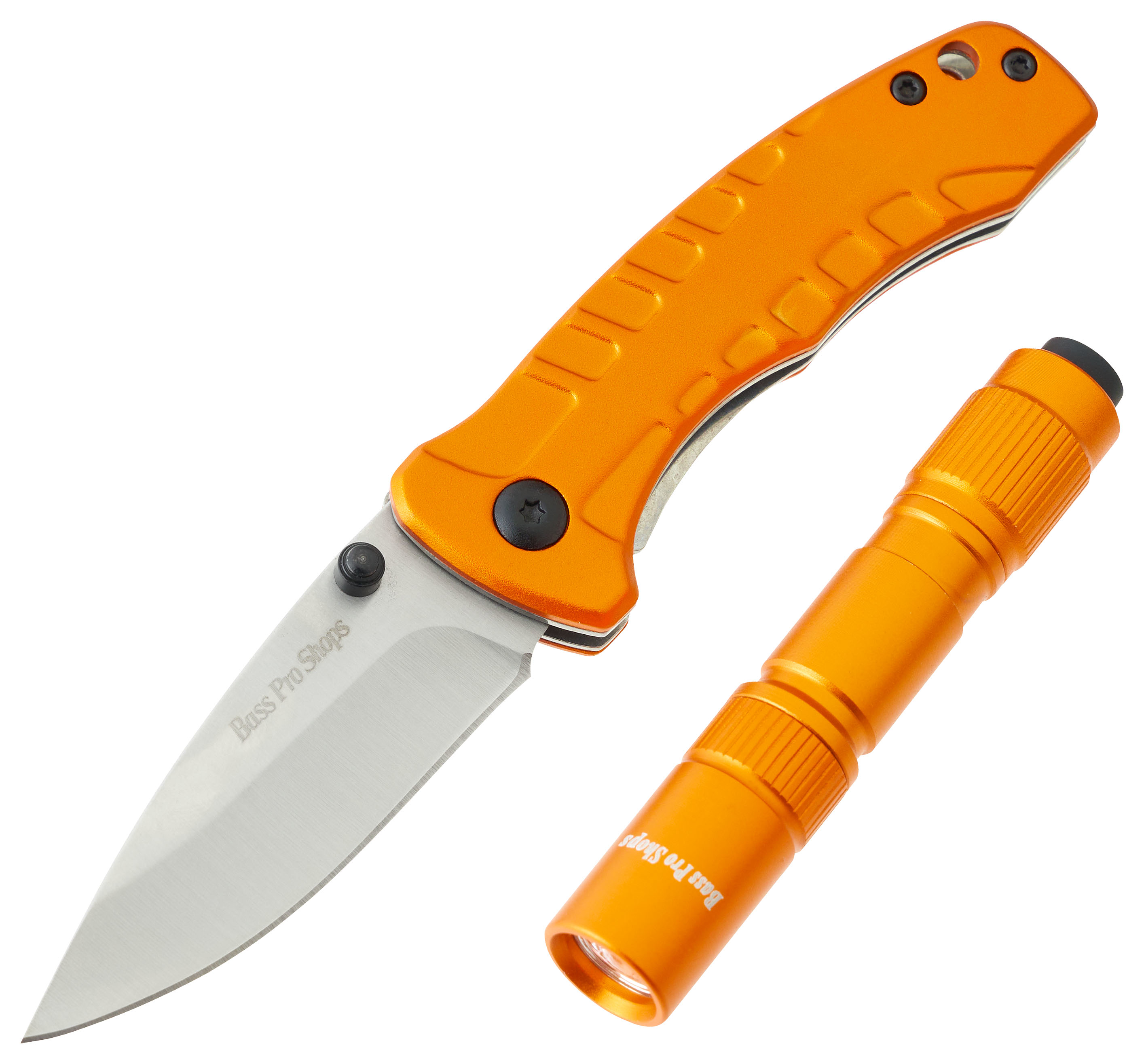 Bass Pro Shops Outdoor Essentials Flashlight and Folding Knife Combo - Orange - Bass Pro Shops