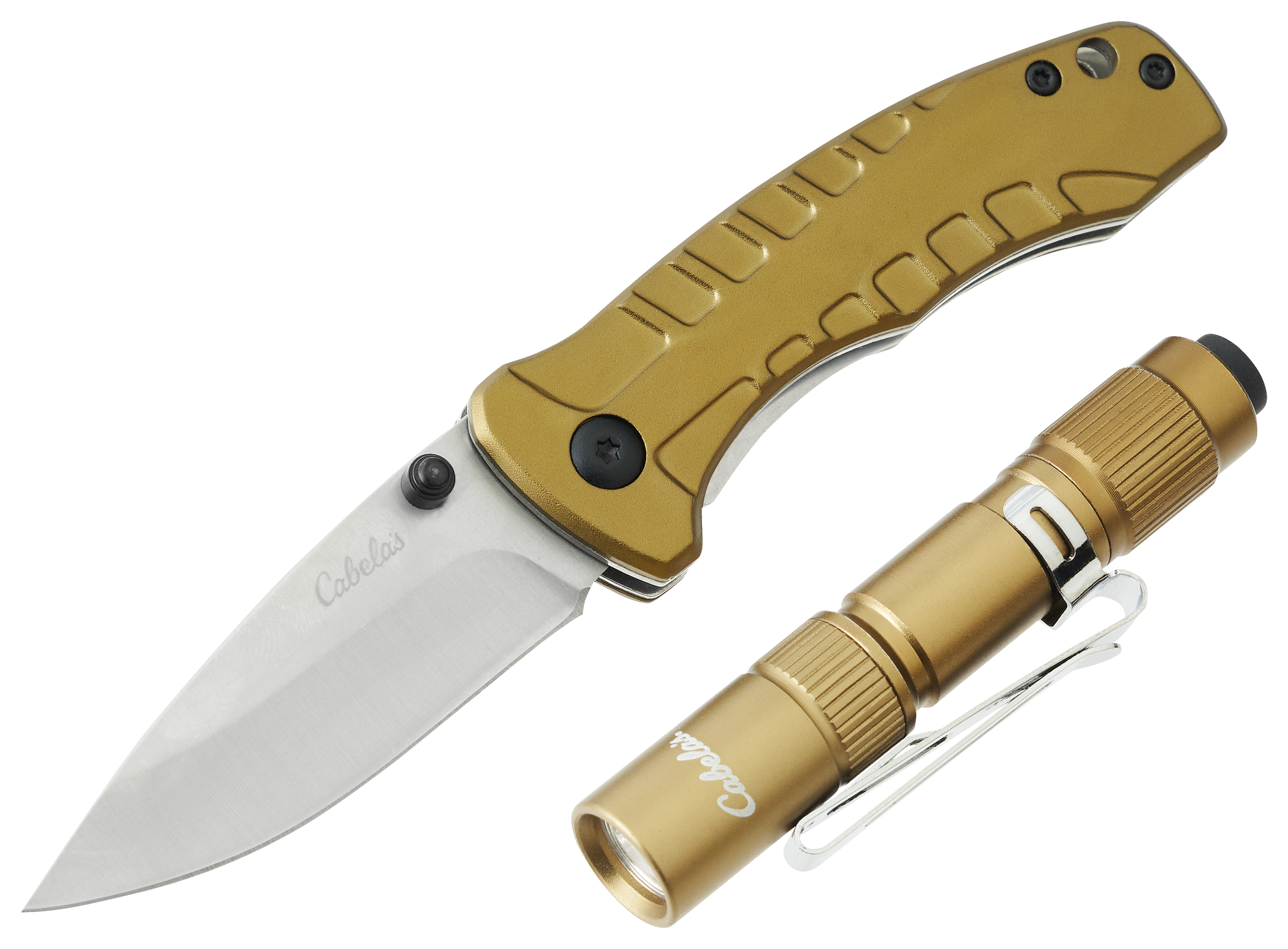 Image of Cabela's Outdoor Essentials Flashlight and Folding Knife Combo - Olive