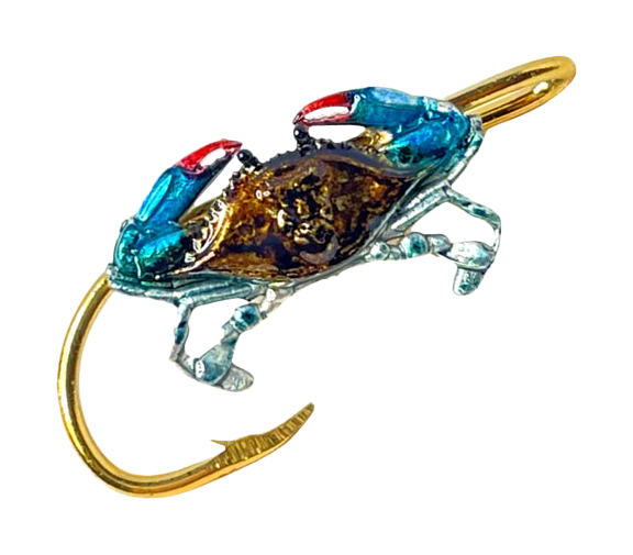 Hookits Blue Crab Fishing Hook Hat Pin Clip
