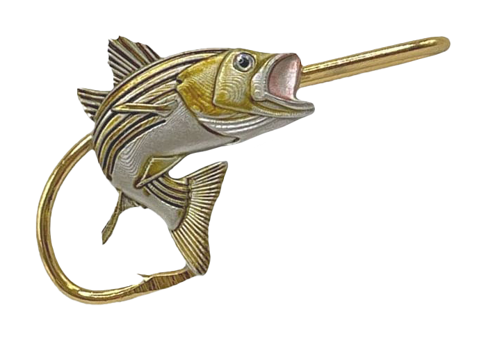 Hookits Striped Bass Fishing Hook Hat Pin Clip