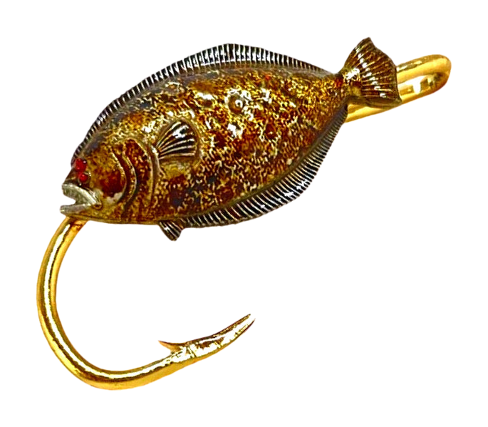 Hookits Flounder Fishing Hook Hat Pin Clip
