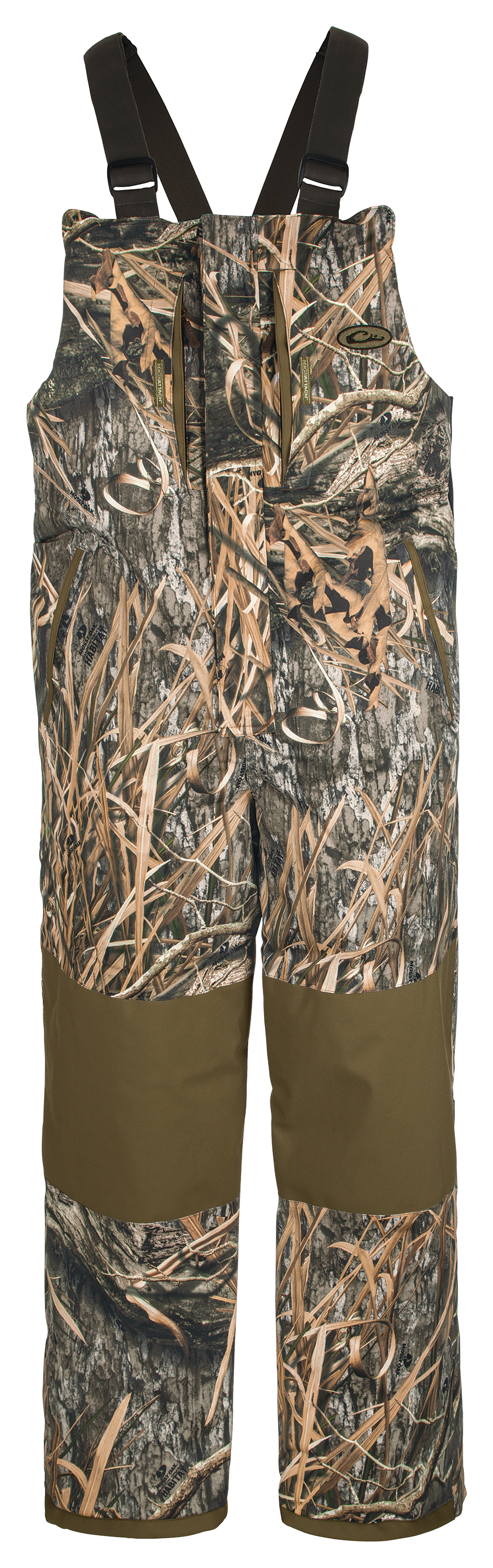 Drake Waterfowl Reflex Insulated Bibs for Men - Mossy Oak Shadow Grass Habitat - M