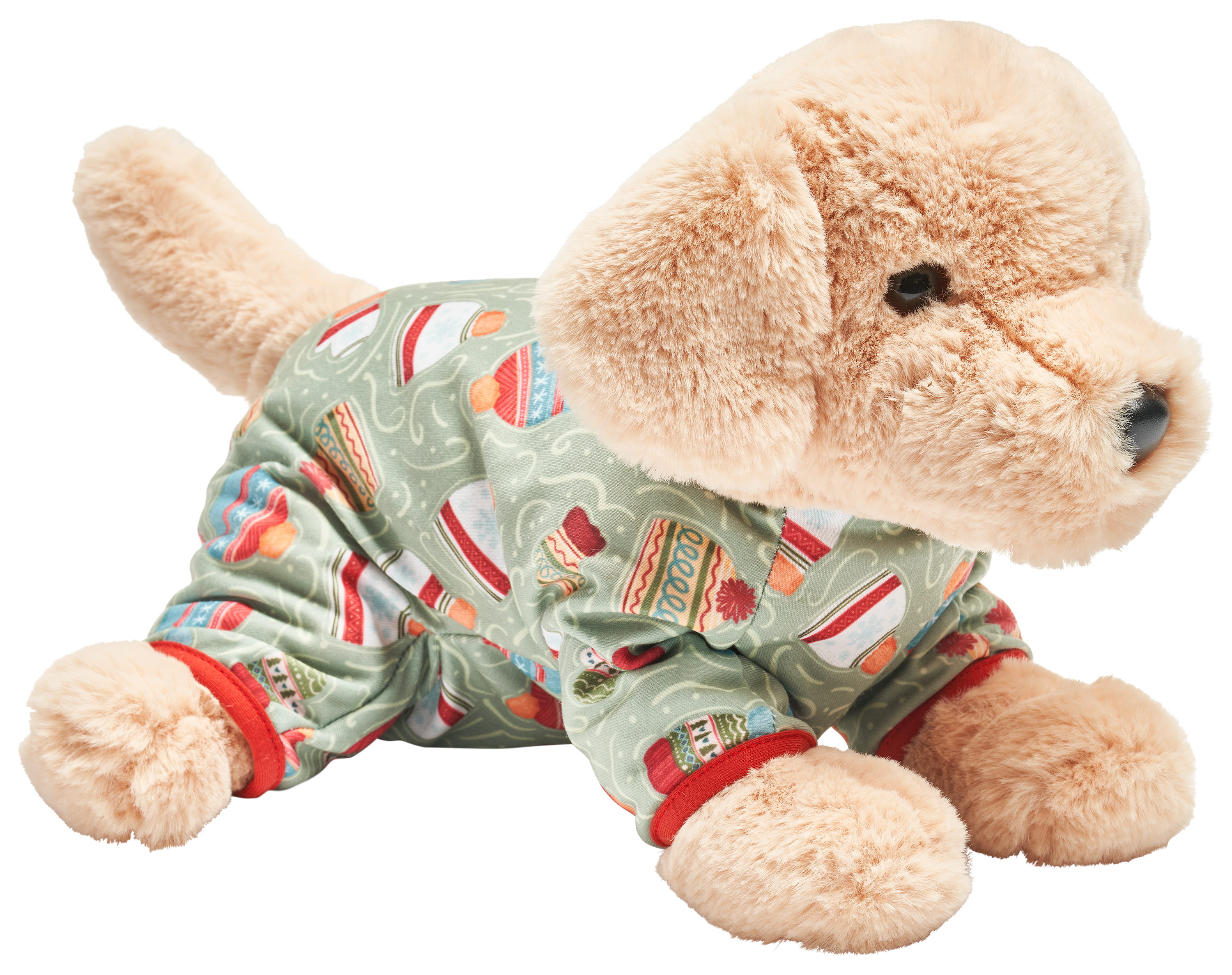 Bass Pro Shops Plush Stuffed Lab Pup with Winter Hat and Gloves Pajamas