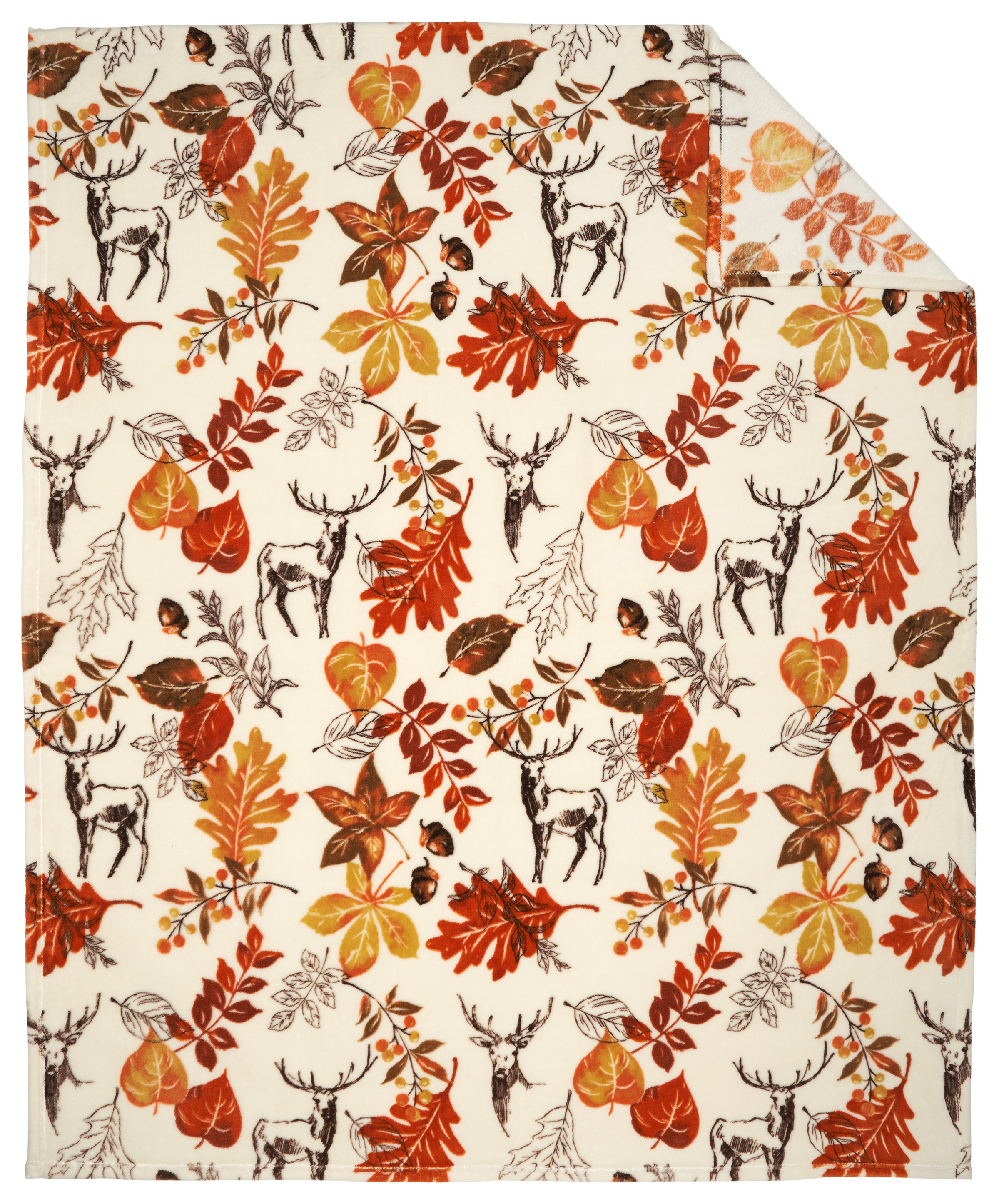 Image of White River Home Leaves and Deer Coral Fleece Throw