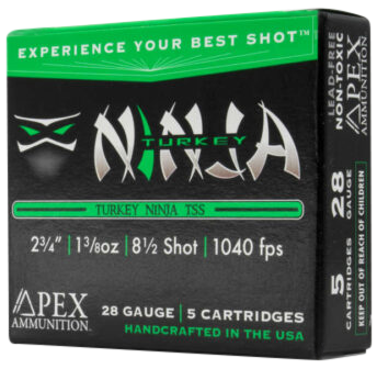 Image of Apex Ammunition Turkey Ninja Series TSS Shotshells - 28 Gauge - #8.5 - 2-3/4″ - 5 Rounds