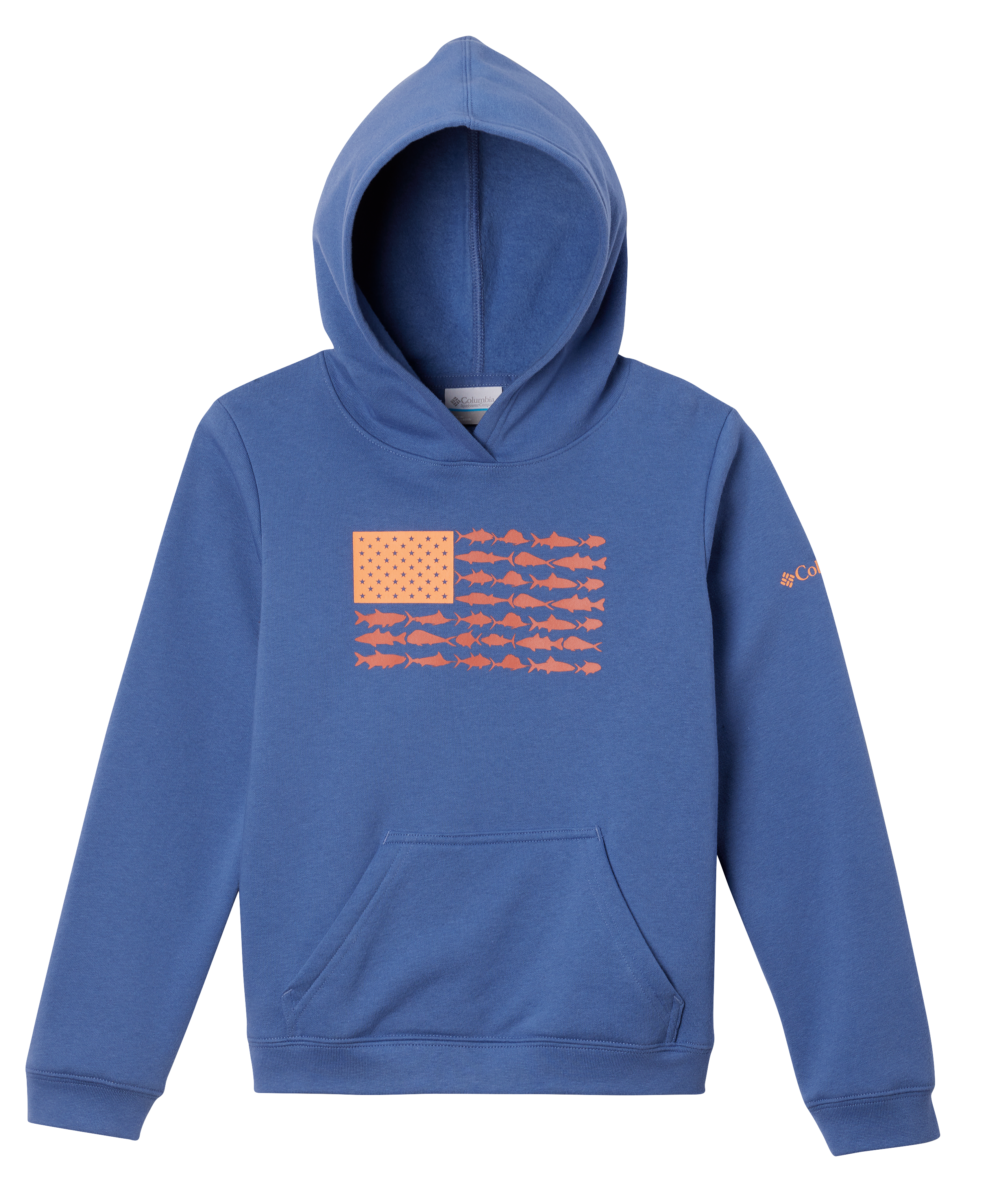 Columbia PFG Fish Flag Long-Sleeve Hoodie for Kids - Bluebell/Faded Peach - S