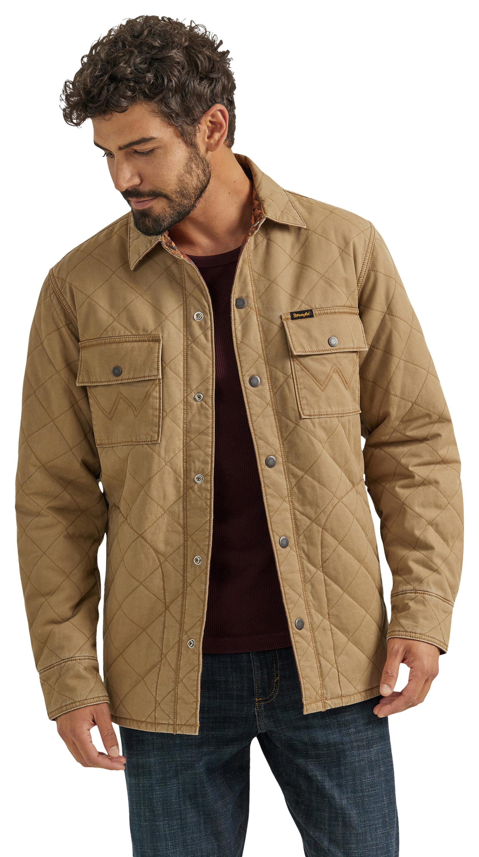 Image of Wrangler Reversible Shirt Jacket for Men - Clay - L