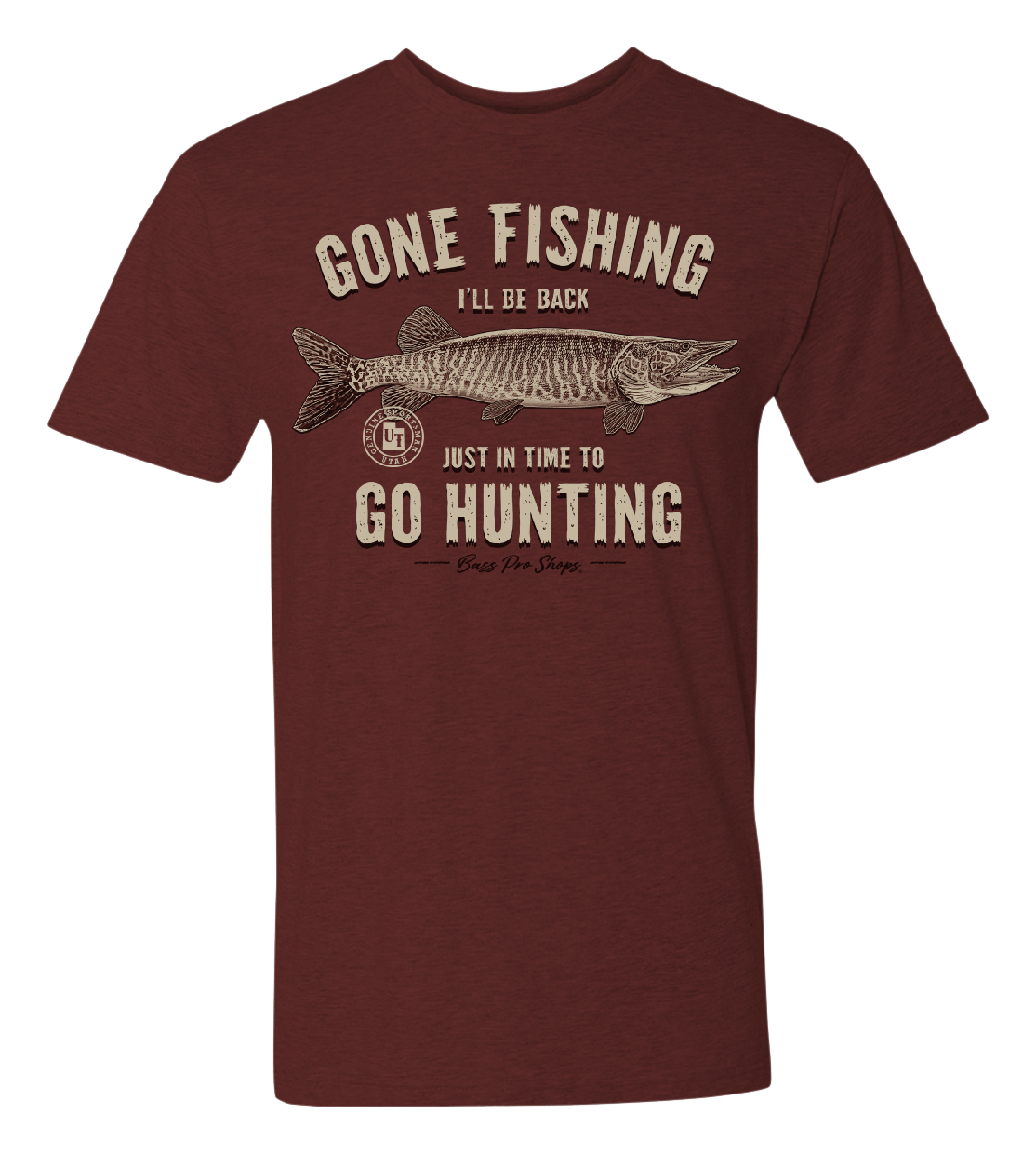 Bass Pro Shops Gone Fishing Short-Sleeve T-Shirt for Men - UT/Maroon Heather - XL