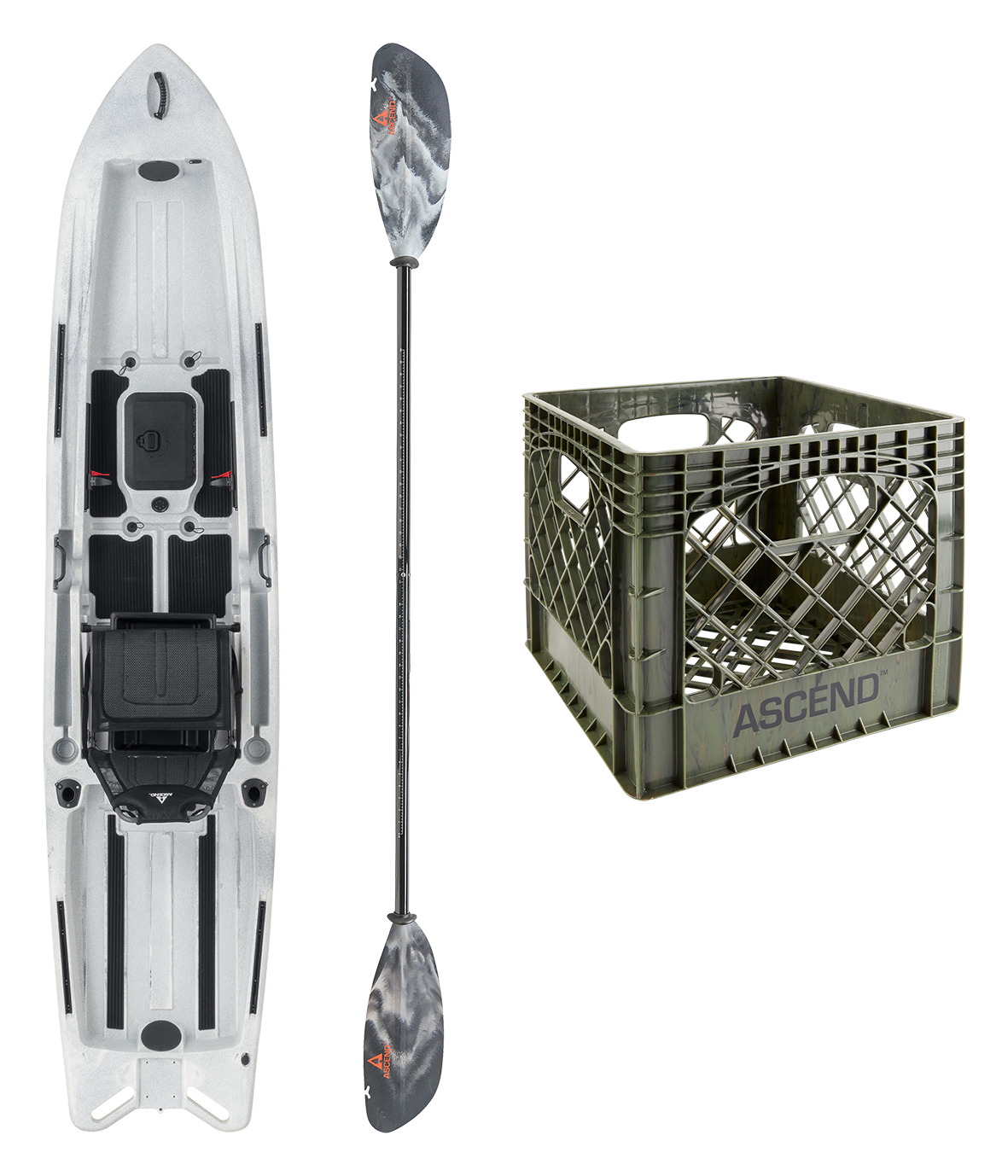 Ascend 128X Kayak Fishing Package - Black/White - Ascend