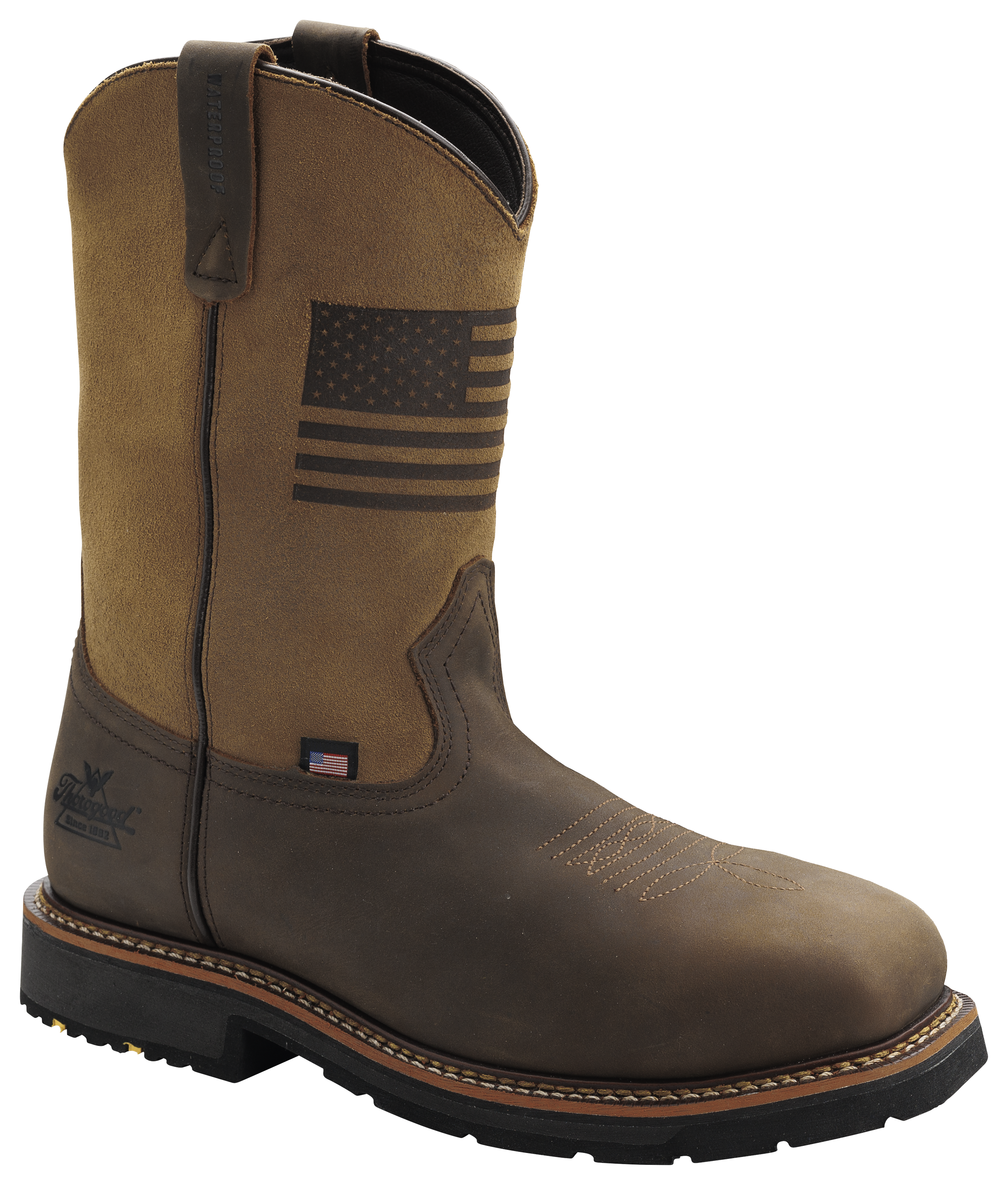 Image of Thorogood Western Wellington 11″ Waterproof Safety-Toe Work Boots for Men - Brown - 8M