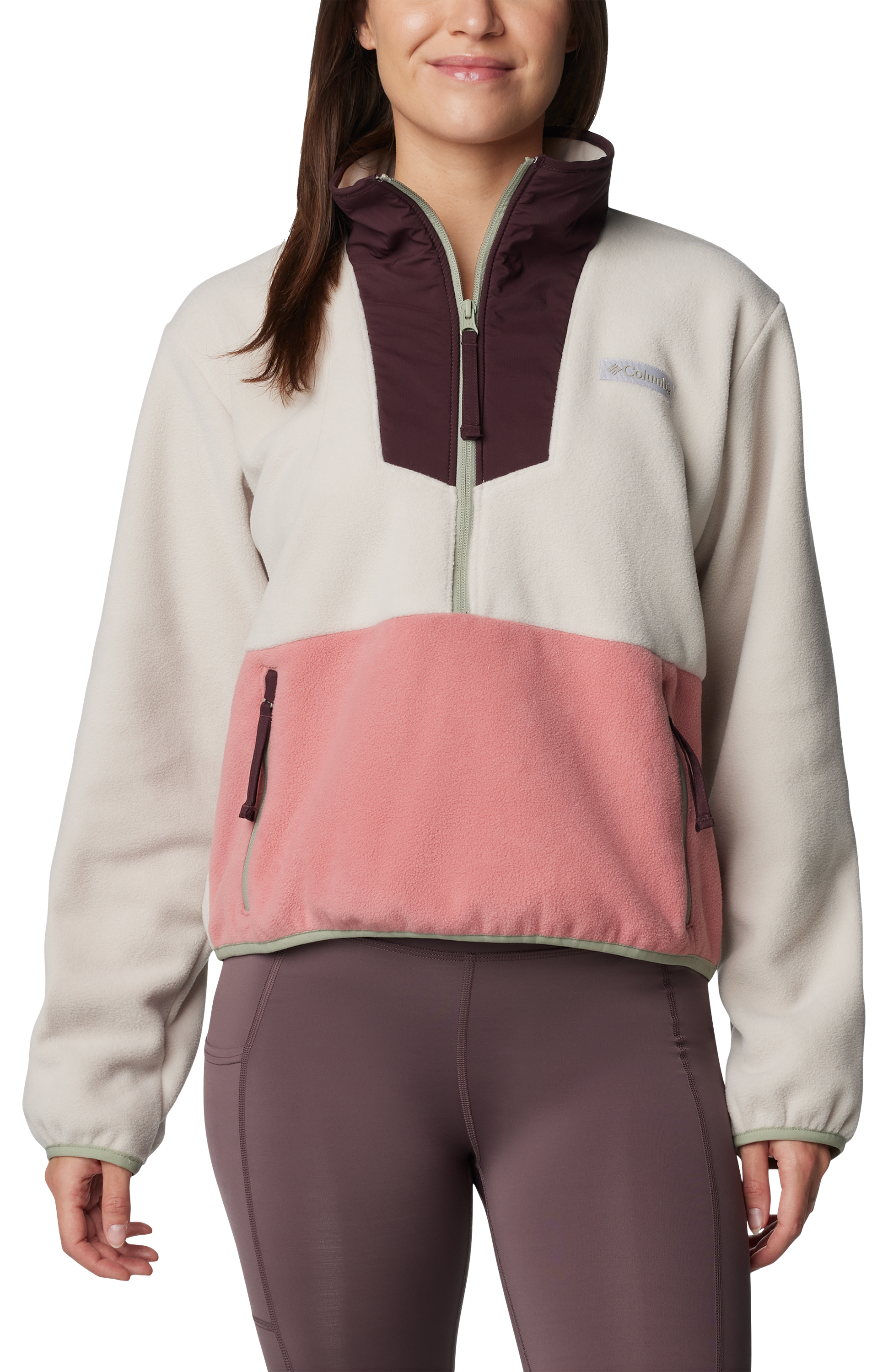 Columbia Sequoia Grove Half-Zip Fleece Pullover for Ladies - Dark Stone/Pink Agave - S