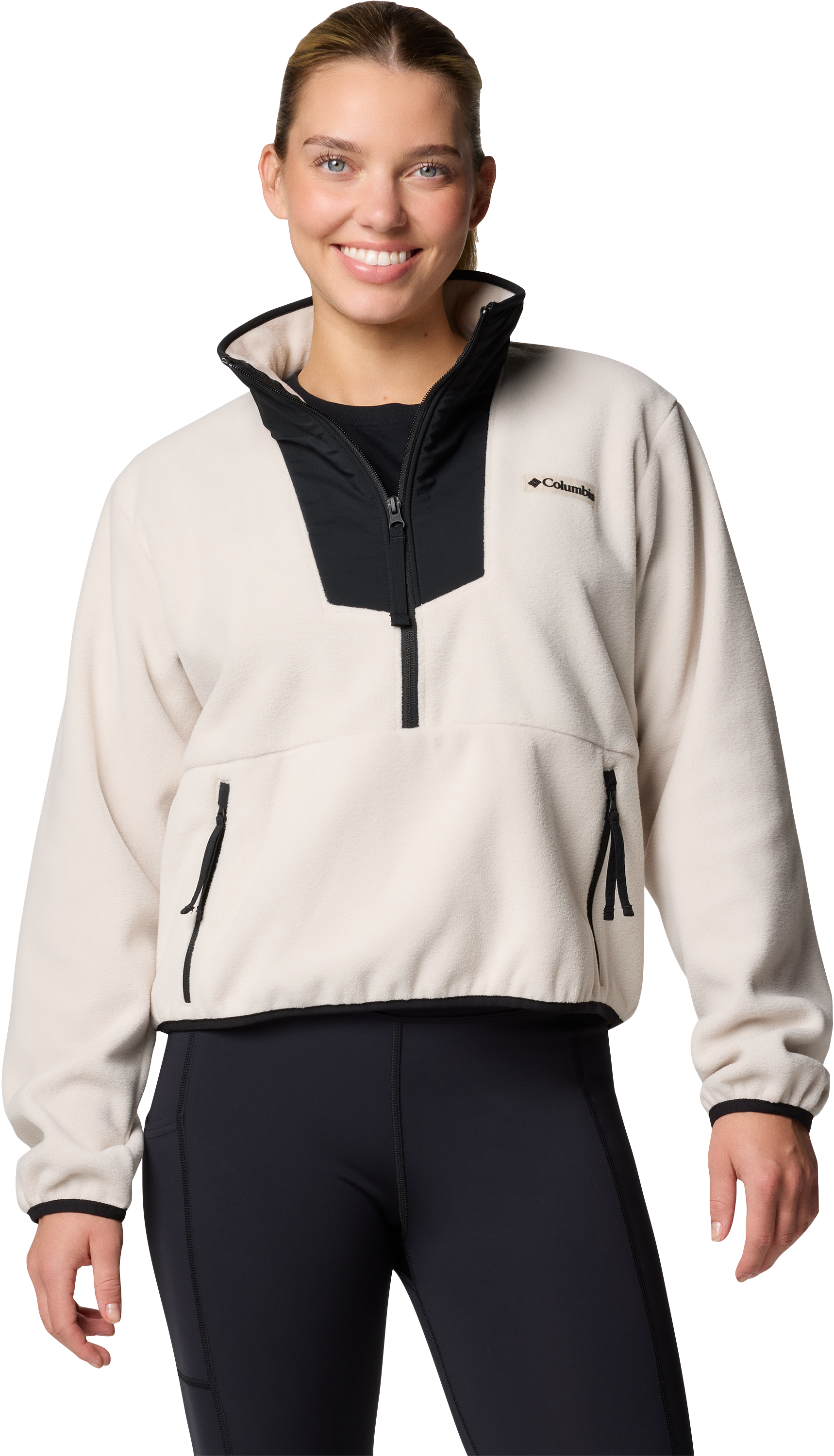 Columbia Sequoia Grove Half-Zip Fleece Pullover for Ladies - Dark Stone/Black - S