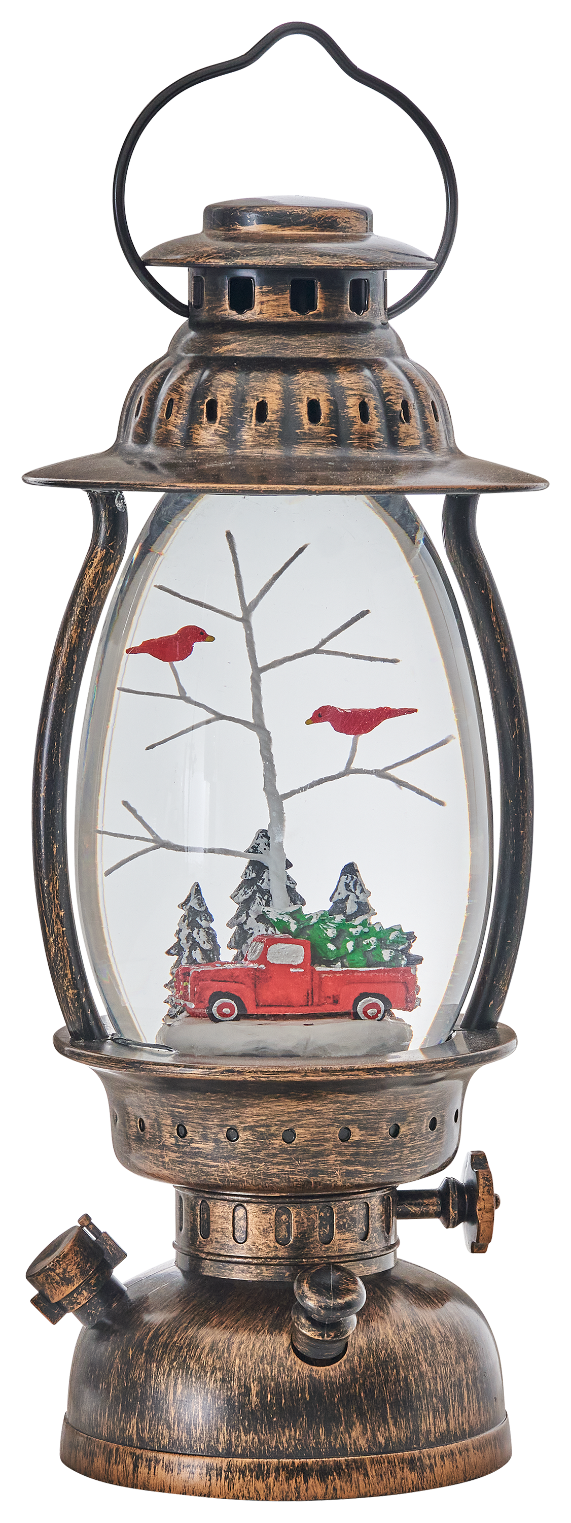 Image of Bass Pro Shops Red Truck Scene Lighted Snowglobe Lantern