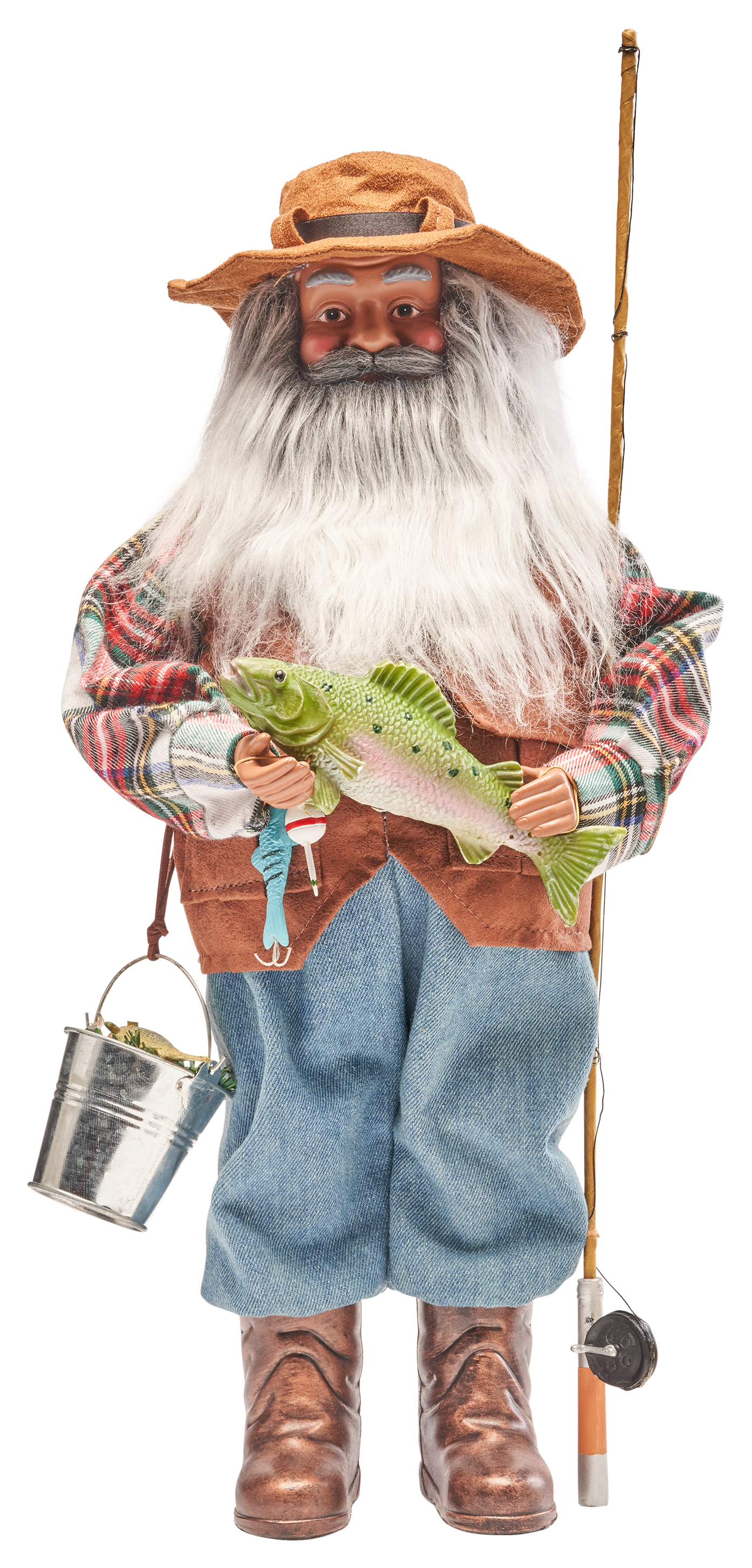 Image of Bass Pro Shops 20″ Fishing Santa - Dark Skin