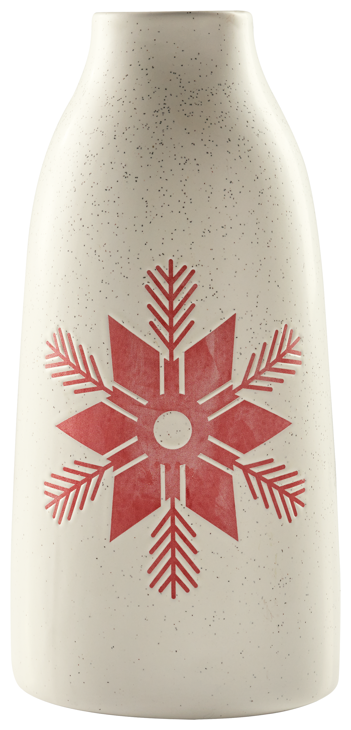 Bass Pro Shops White Vase with Red Snowflake Holiday Decor