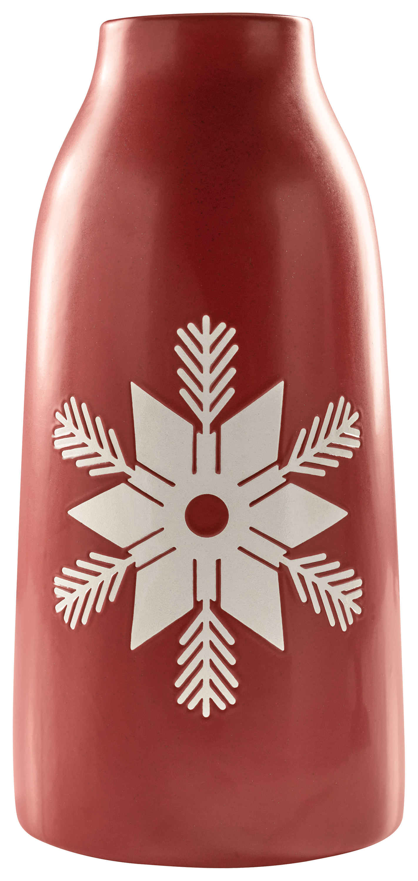 Bass Pro Shops Red Vase with White Snowflake Holiday Decor